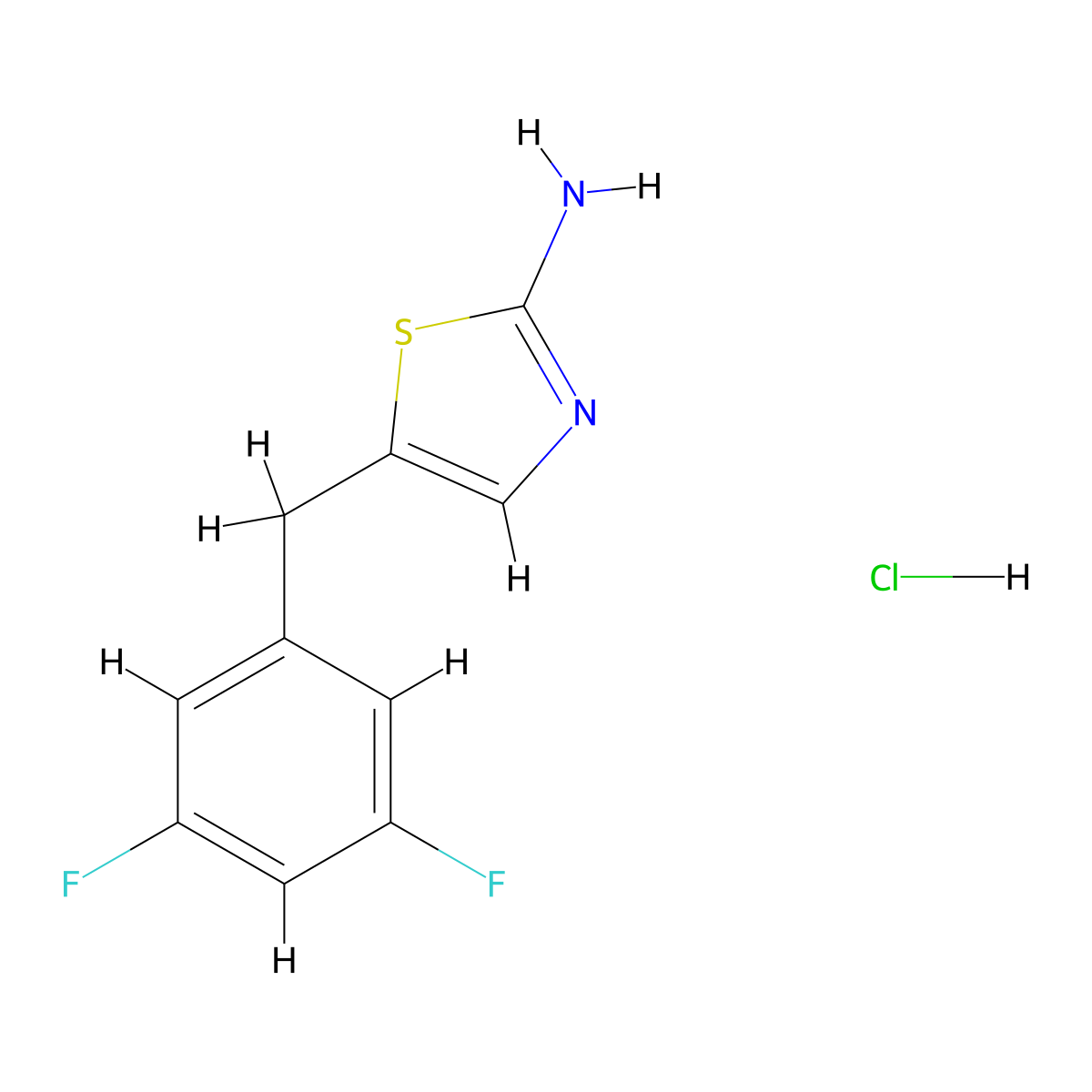 5-[(3,5-Difluorophenyl)methyl]-1,3-thiazol-2-amine hydrochloride molecular structure, CAS 1955540-06-3