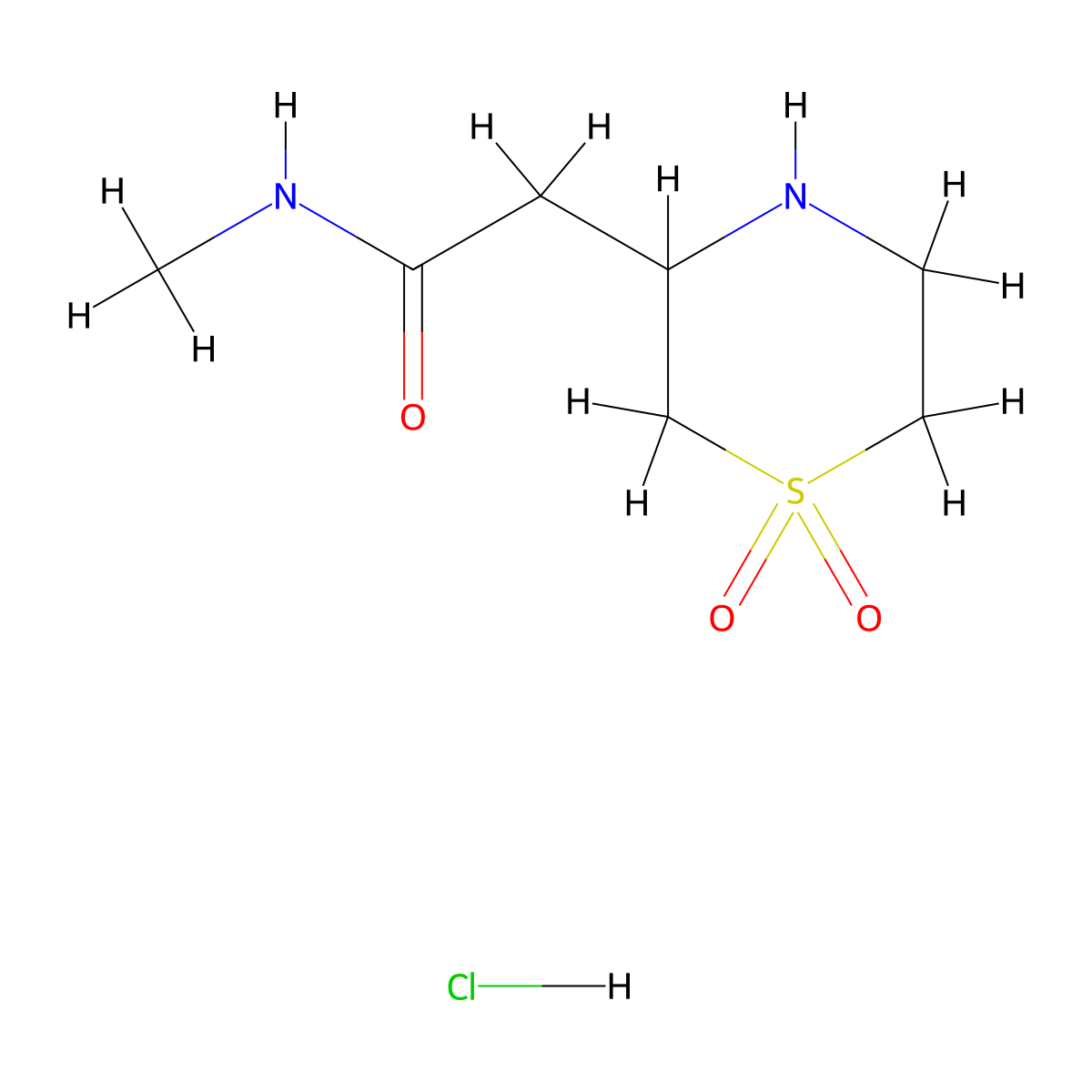 2-(1,1-dioxo-1lambda6-thiomorpholin-3-yl)-N-methylacetamide hydrochloride molecular structure, CAS 1955540-13-2