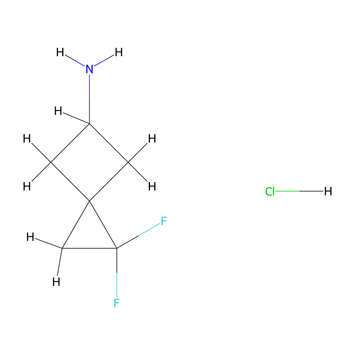 1,1-Difluorospiro(2.3)hexan-5-amine hydrochloride molecular structure, CAS 1955540-34-7