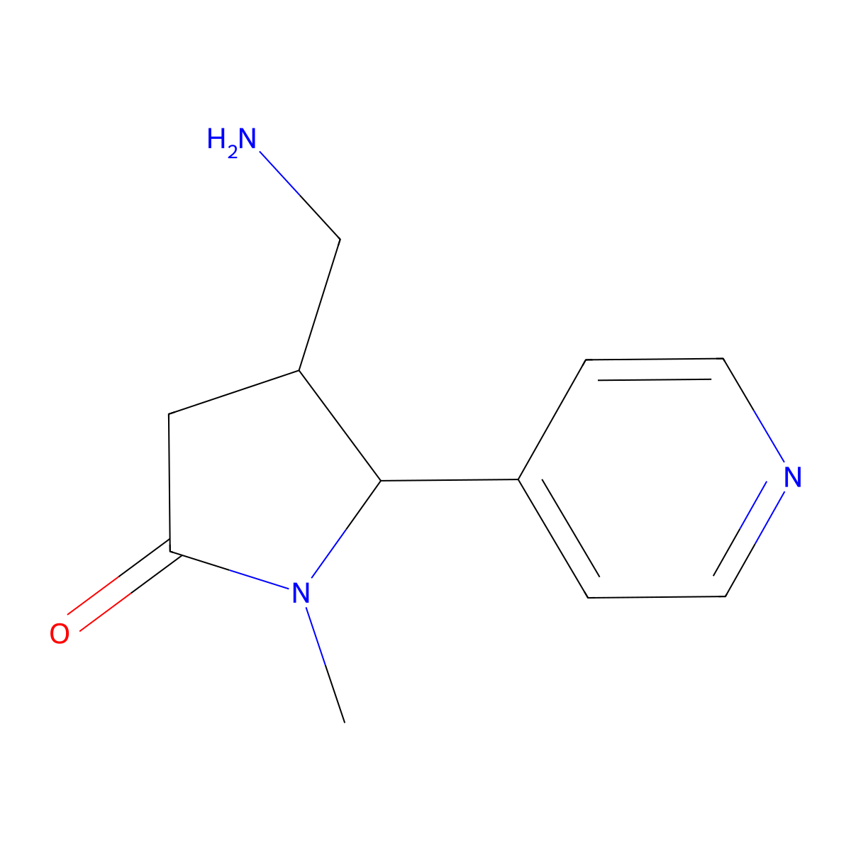 4-(Aminomethyl)-1-methyl-5-(pyridin-4-yl)pyrrolidin-2-one molecular structure, CAS 1955540-46-1