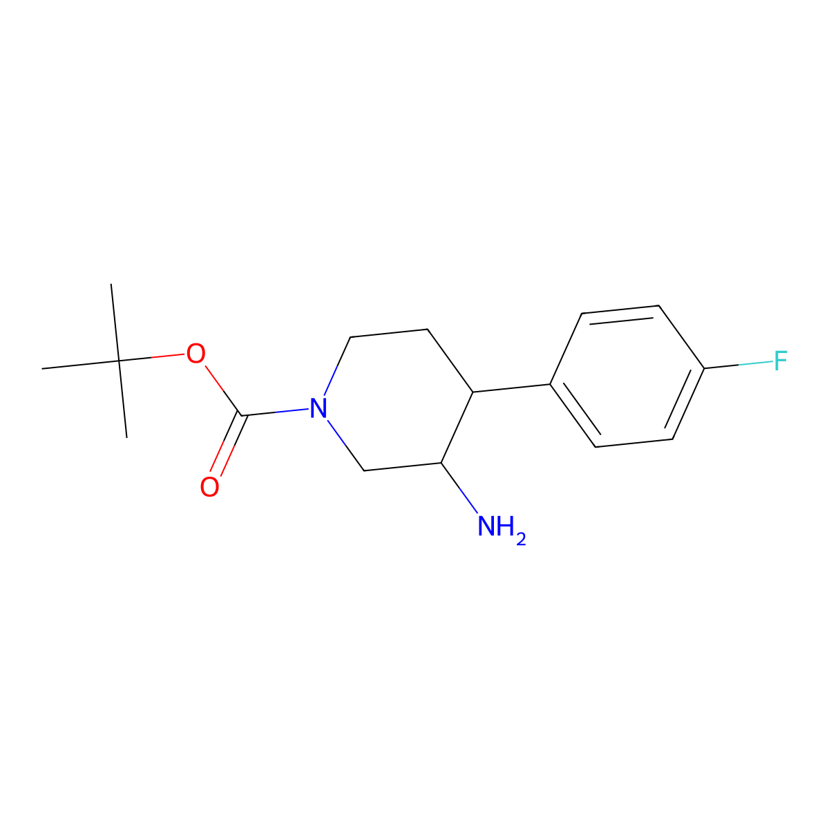 rac-tert-butyl (3R,4S)-3-amino-4-(4-fluorophenyl)piperidine-1-carboxylate molecular structure, CAS 1955540-60-9