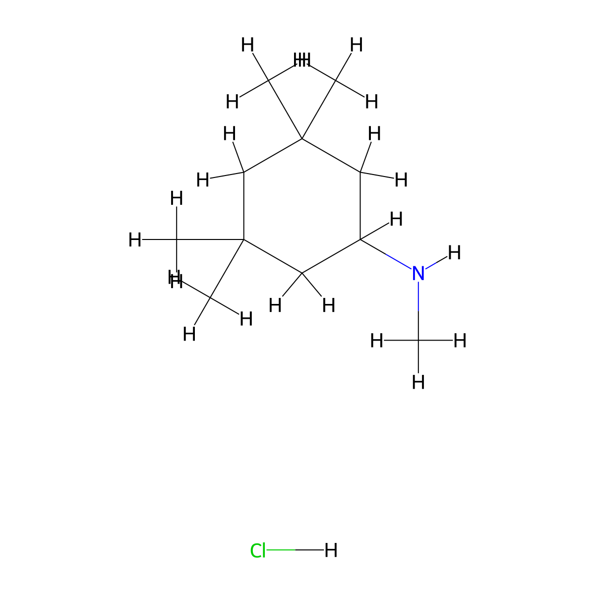N,3,3,5,5-pentamethylcyclohexan-1-amine hydrochloride molecular structure, CAS 1955540-68-7