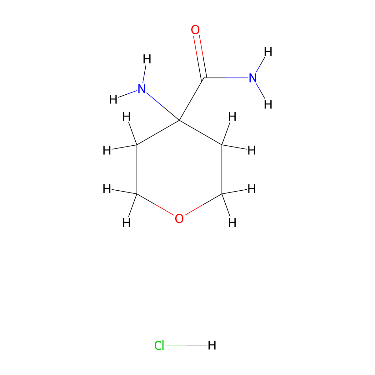 4-Aminooxane-4-carboxamide hydrochloride molecular structure, CAS 1955540-70-1