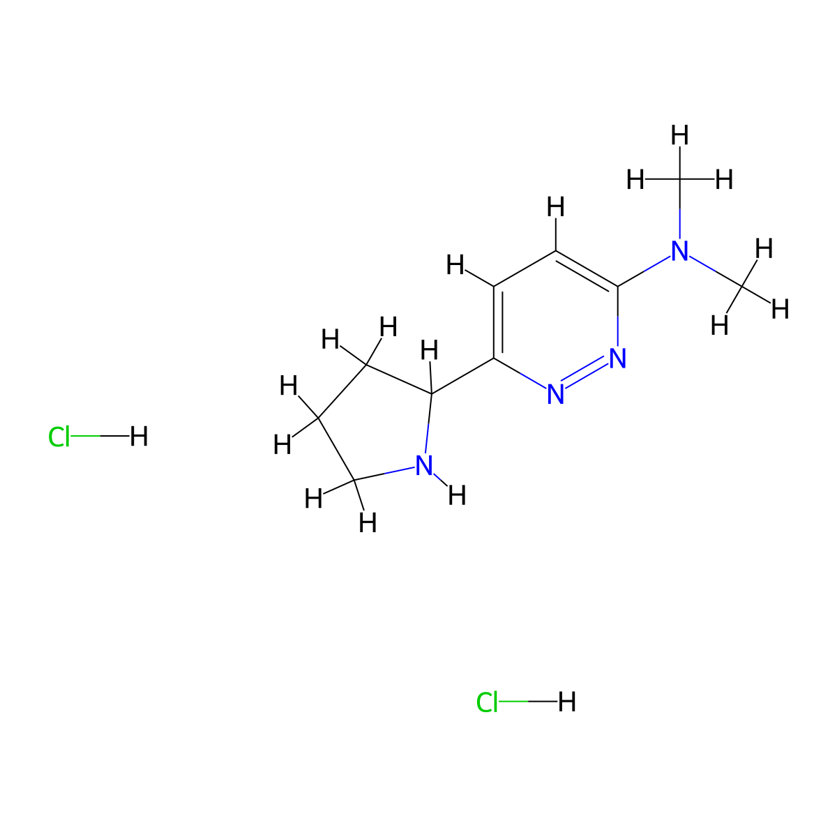 N,N-dimethyl-6-(pyrrolidin-2-yl)pyridazin-3-amine dihydrochloride molecular structure, CAS 1955540-77-8