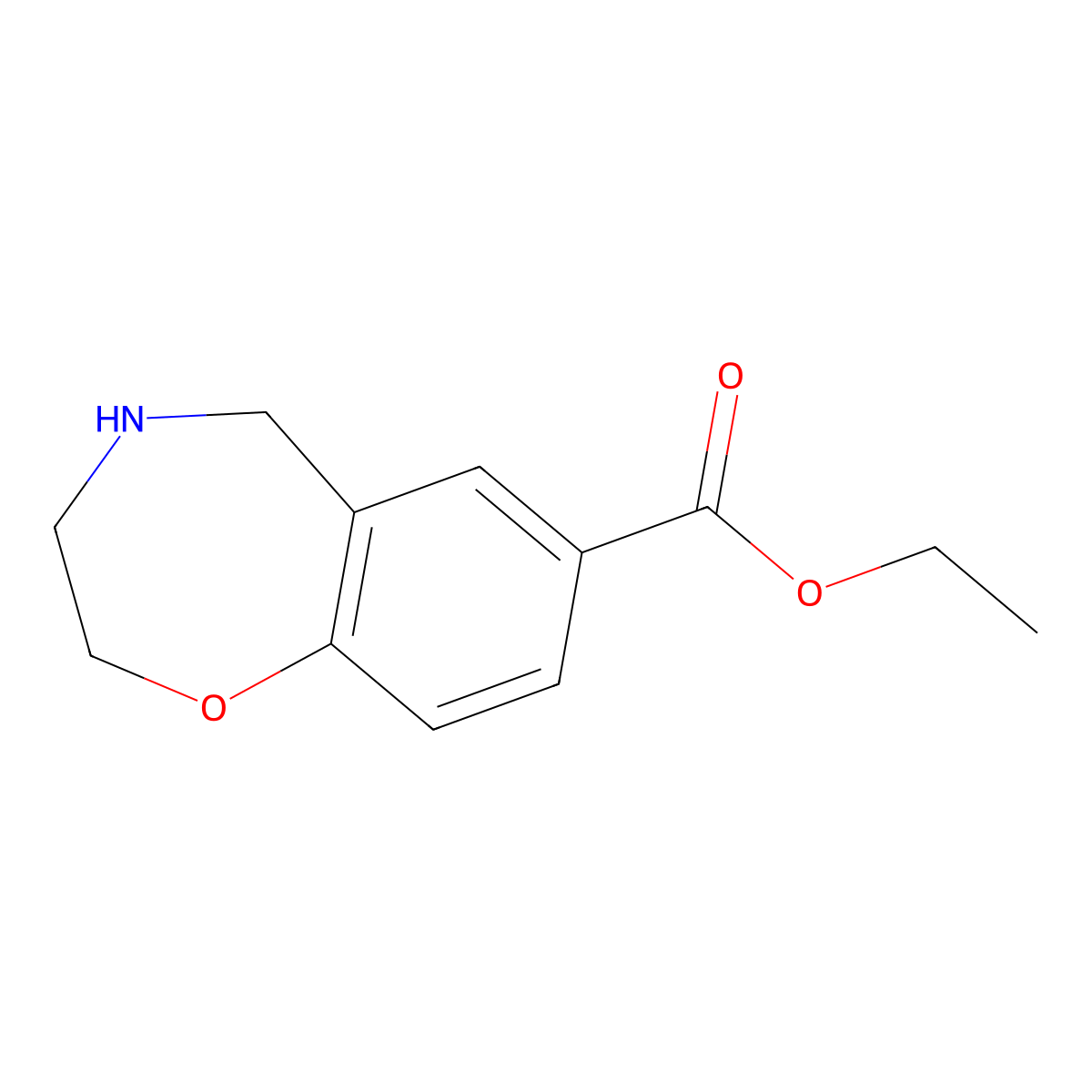 Ethyl 2,3,4,5-tetrahydrobenzo[f][1,4]oxazepine-7-carboxylate molecular structure, CAS 1955540-78-9