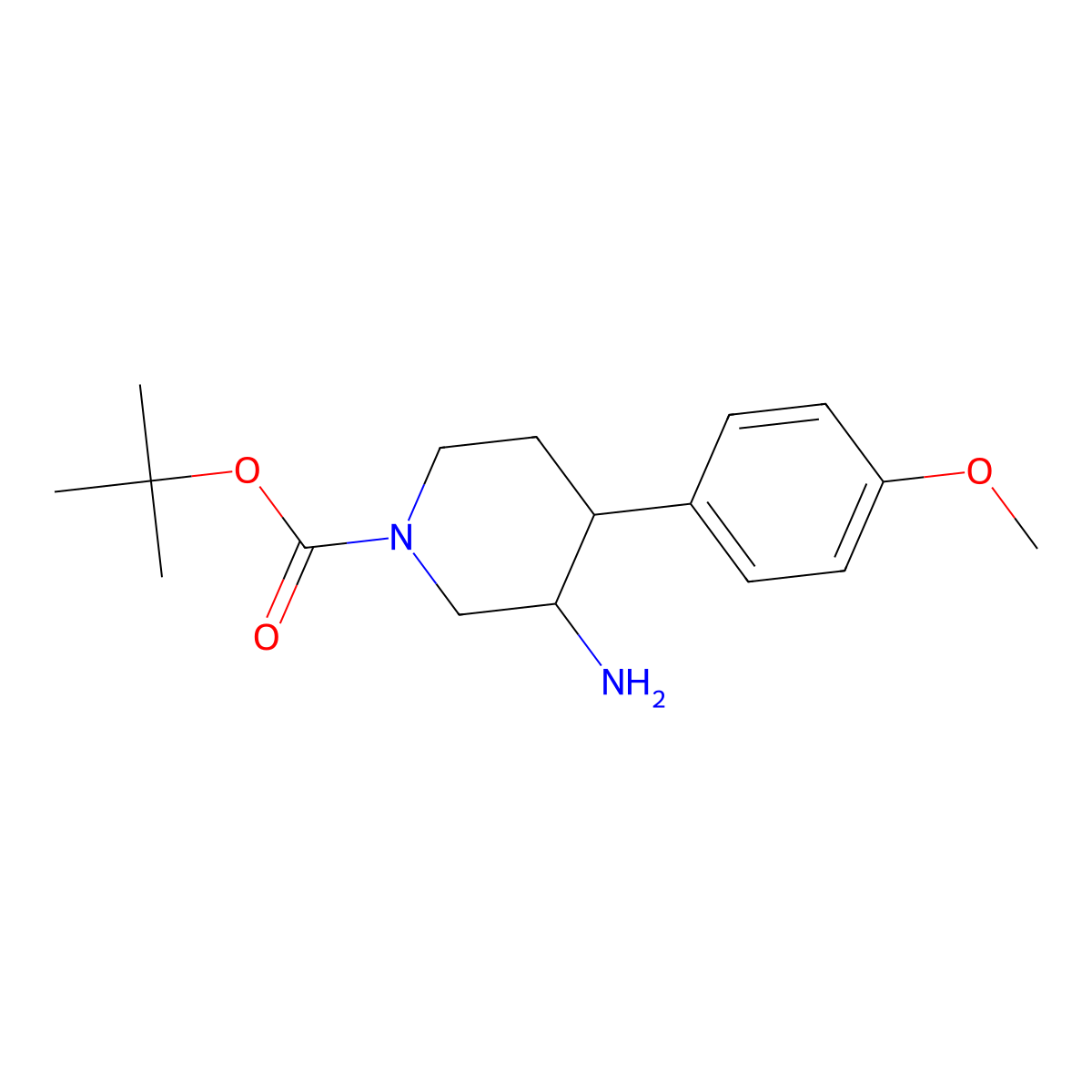 tert-butyl (3S,4R)-3-amino-4-(4-methoxyphenyl)piperidine-1-carboxylate molecular structure, CAS 1955540-86-9