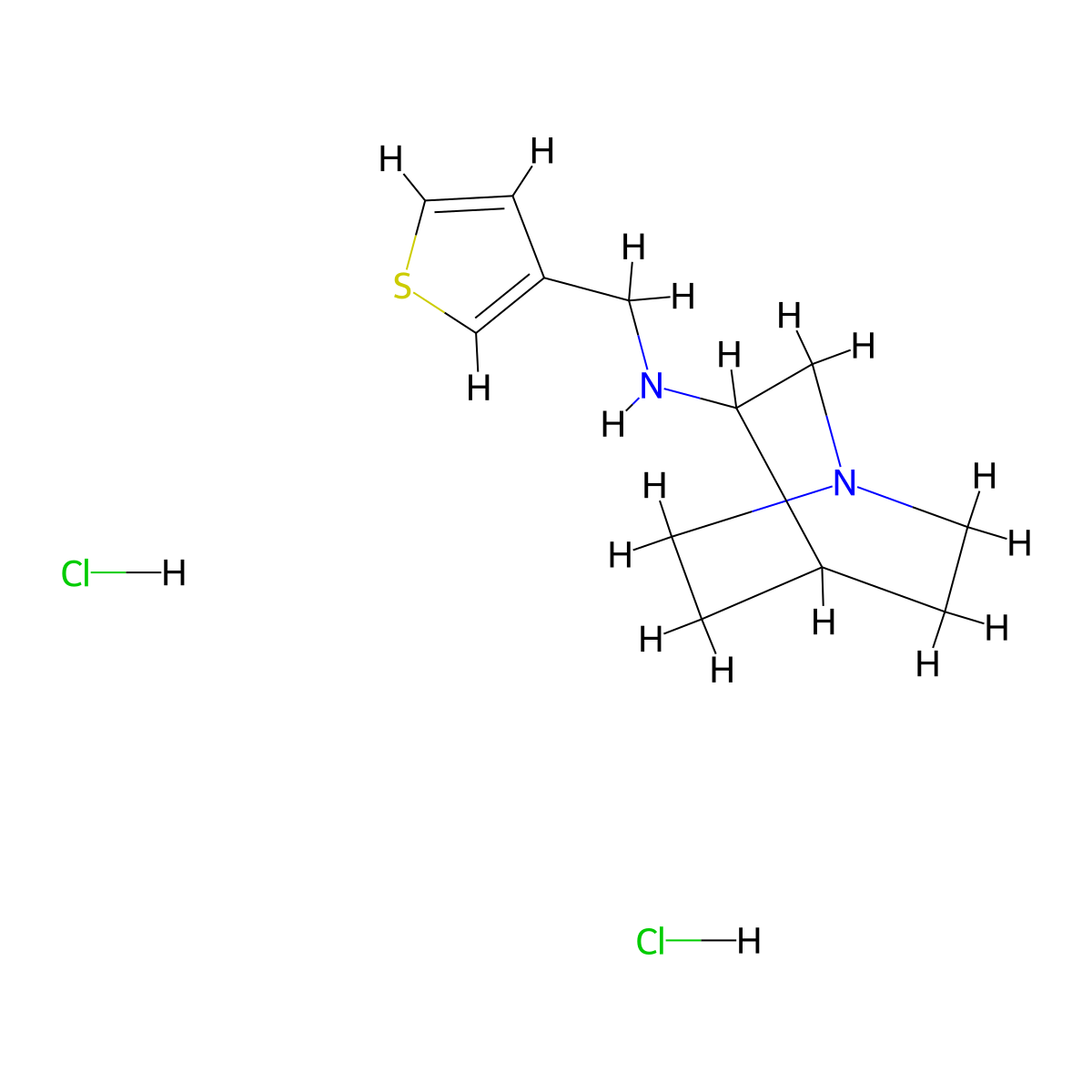 N-(thiophen-3-ylmethyl)-1-azabicyclo[2.2.2]octan-3-amine dihydrochloride molecular structure, CAS 1955540-89-2