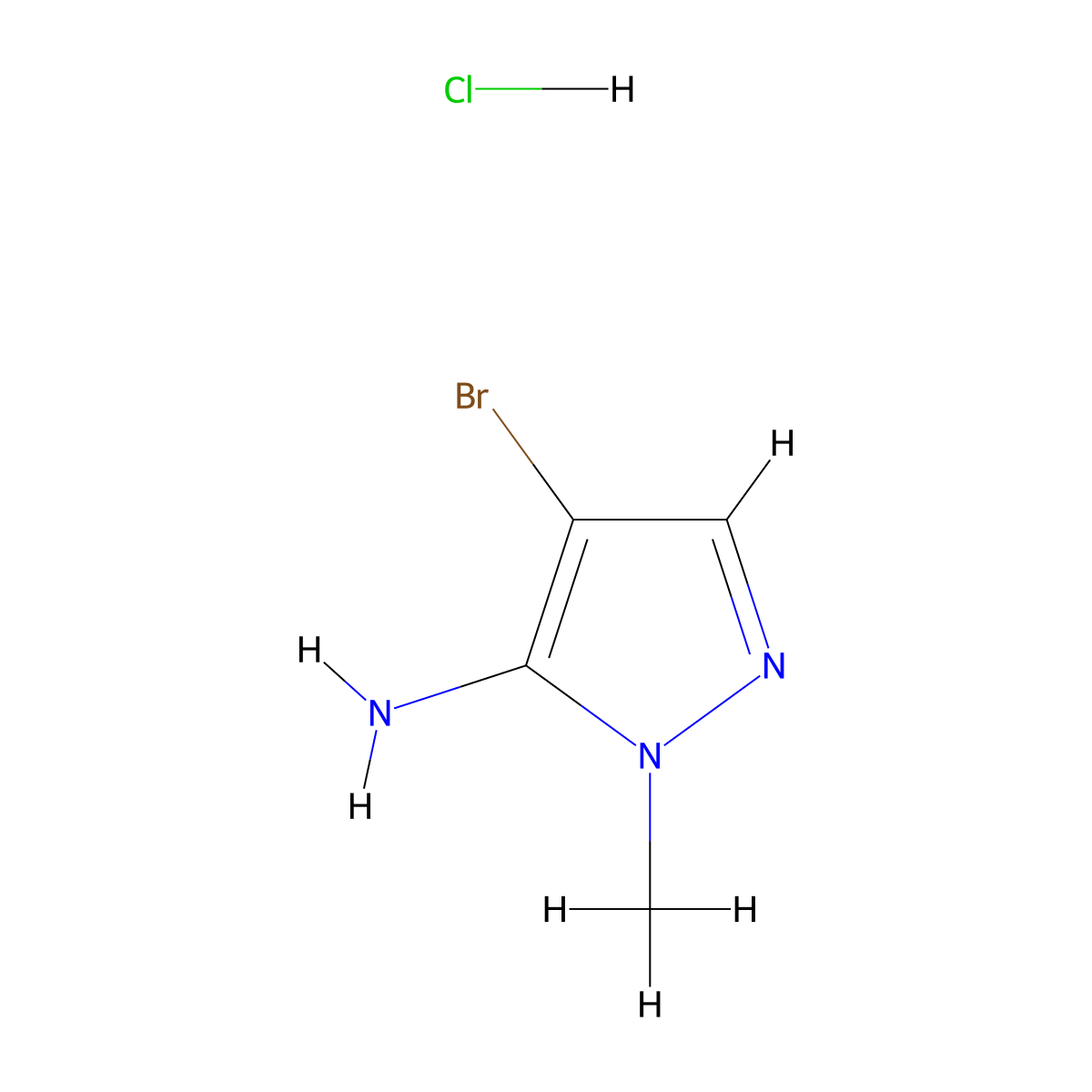 4-bromo-1-methyl-1H-pyrazol-5-amine hydrochloride molecular structure, CAS 1955541-03-3