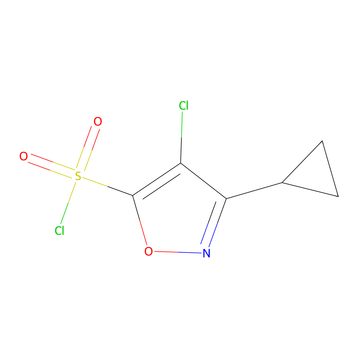 4-Chloro-3-cyclopropyl-1,2-oxazole-5-sulfonyl chloride molecular structure, CAS 1955541-07-7