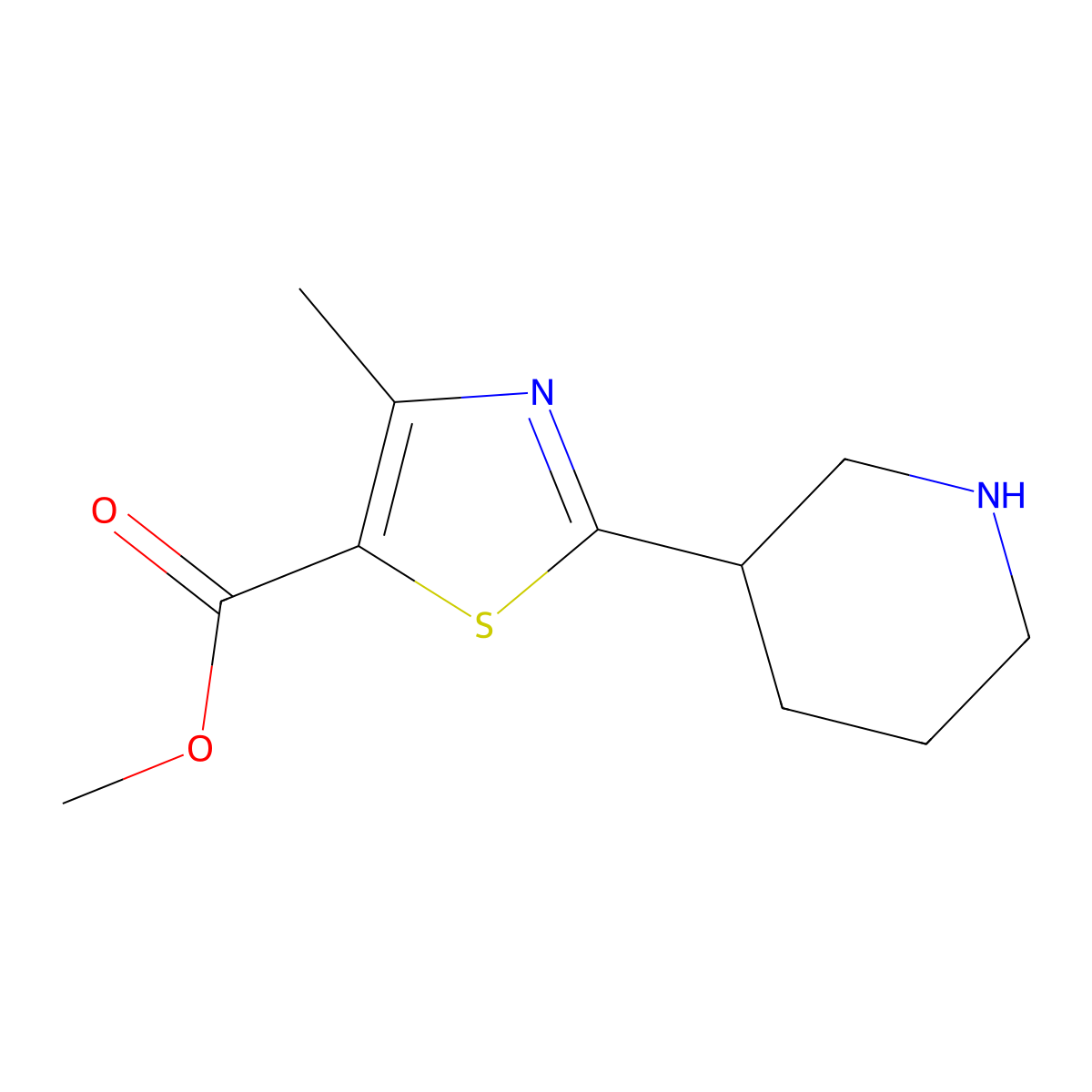 Methyl 4-methyl-2-(piperidin-3-yl)thiazole-5-carboxylate molecular structure, CAS 1955541-13-5