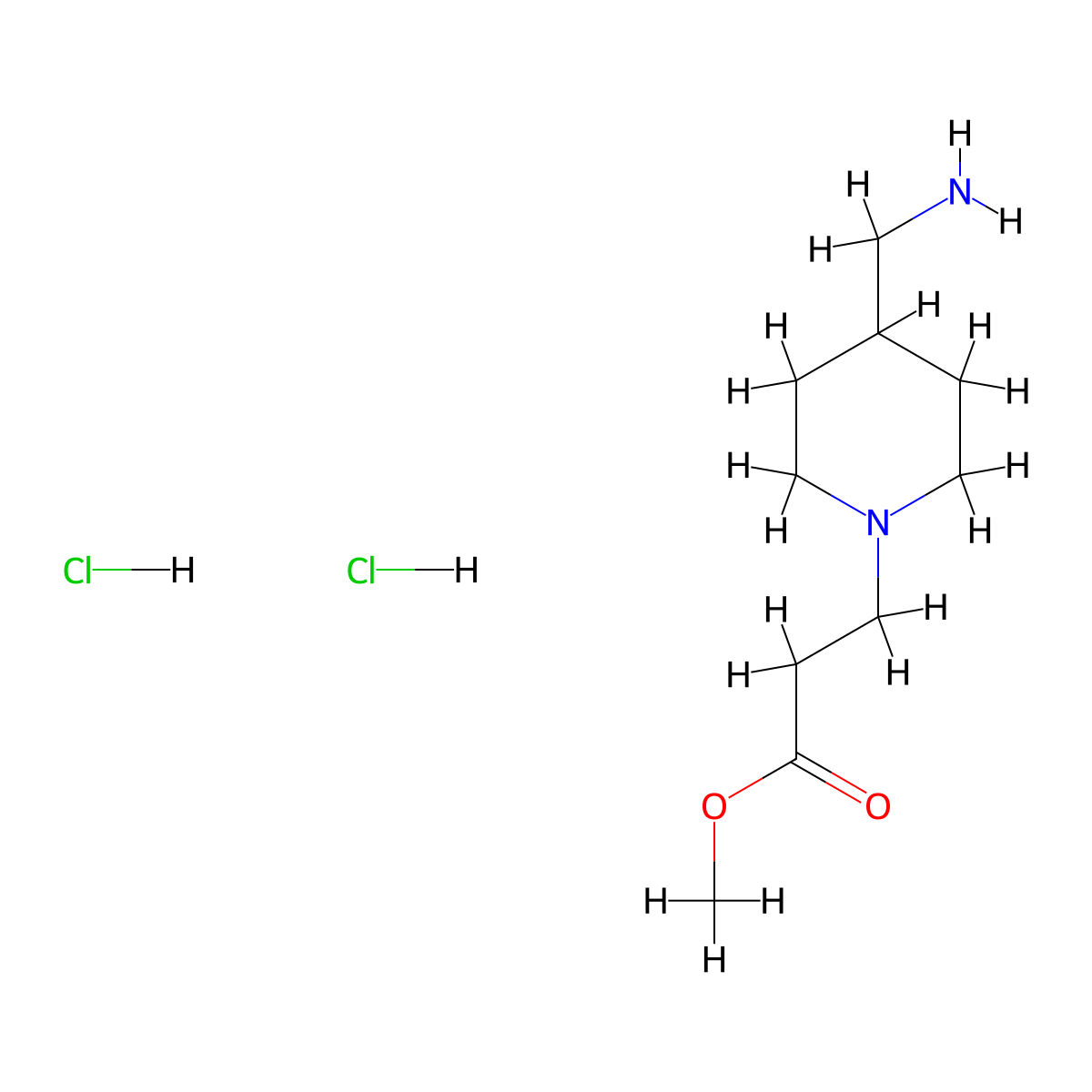 Methyl 3-(4-(aminomethyl)piperidin-1-yl)propanoate dihydrochloride molecular structure, CAS 1955541-31-7