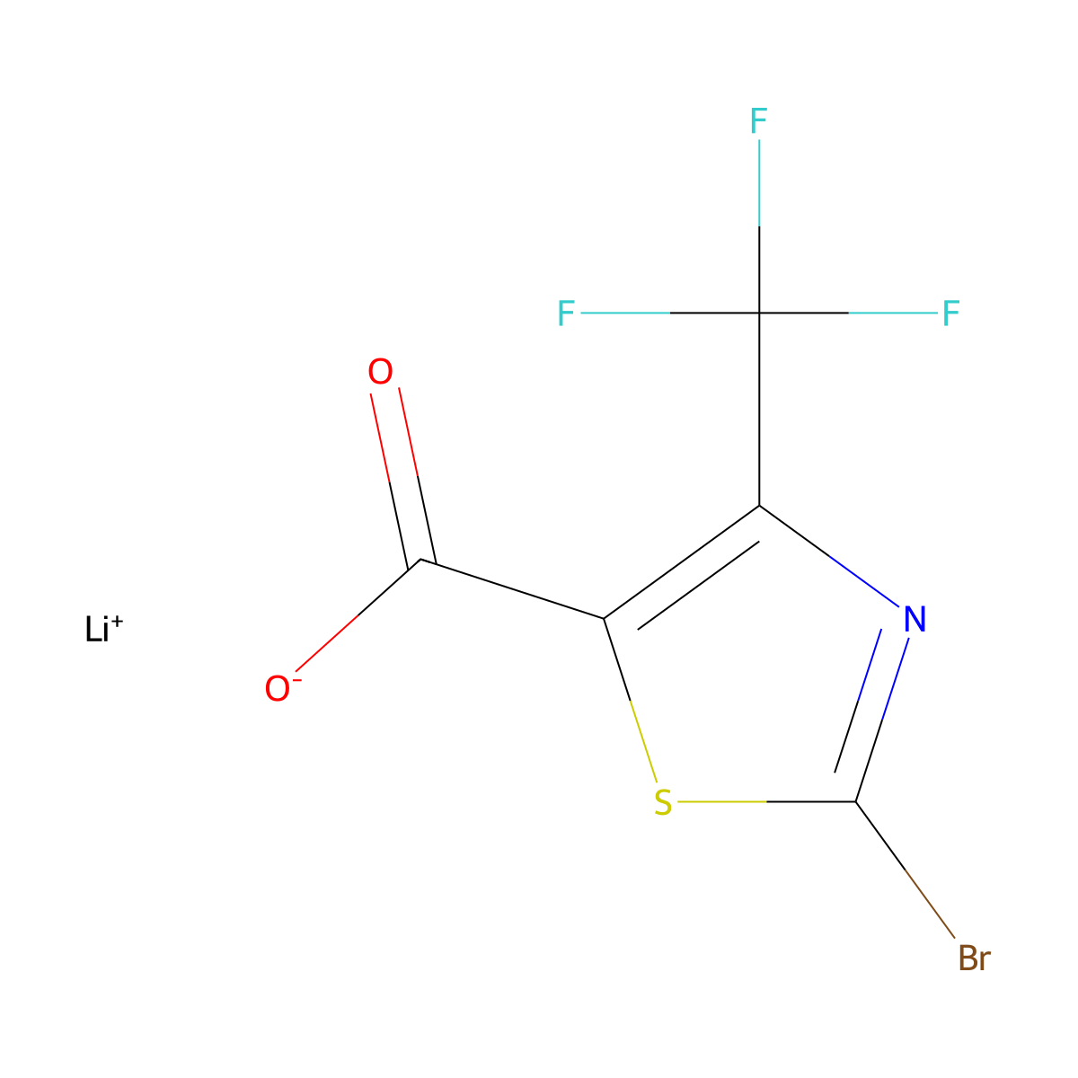 Lithium(1+) ion 2-bromo-4-(trifluoromethyl)-1,3-thiazole-5-carboxylate molecular structure, CAS 1955541-33-9