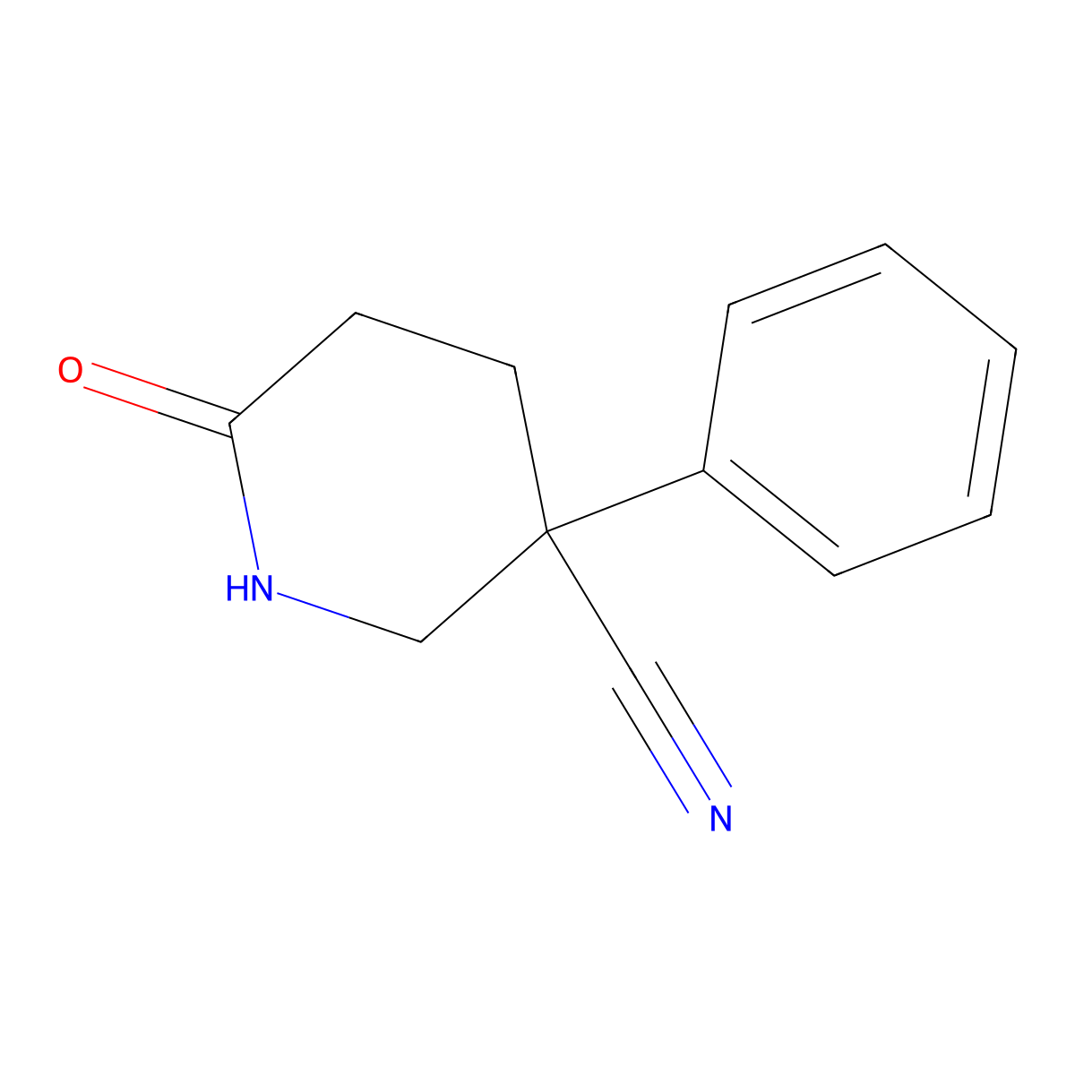 6-Oxo-3-phenylpiperidine-3-carbonitrile molecular structure, CAS 1955541-39-5