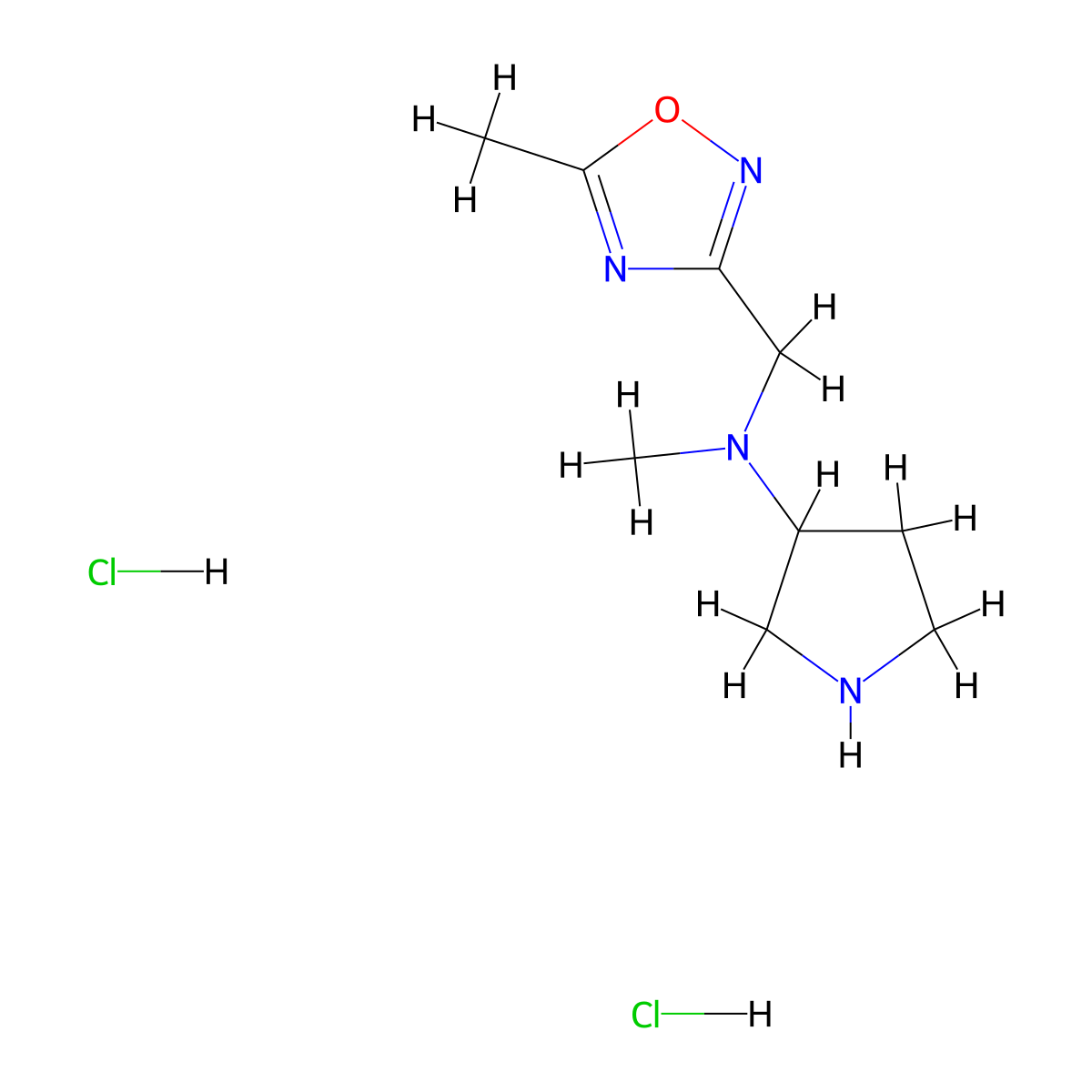 N-methyl-N-[(5-methyl-1,2,4-oxadiazol-3-yl)methyl]pyrrolidin-3-amine dihydrochloride molecular structure, CAS 1955541-43-1
