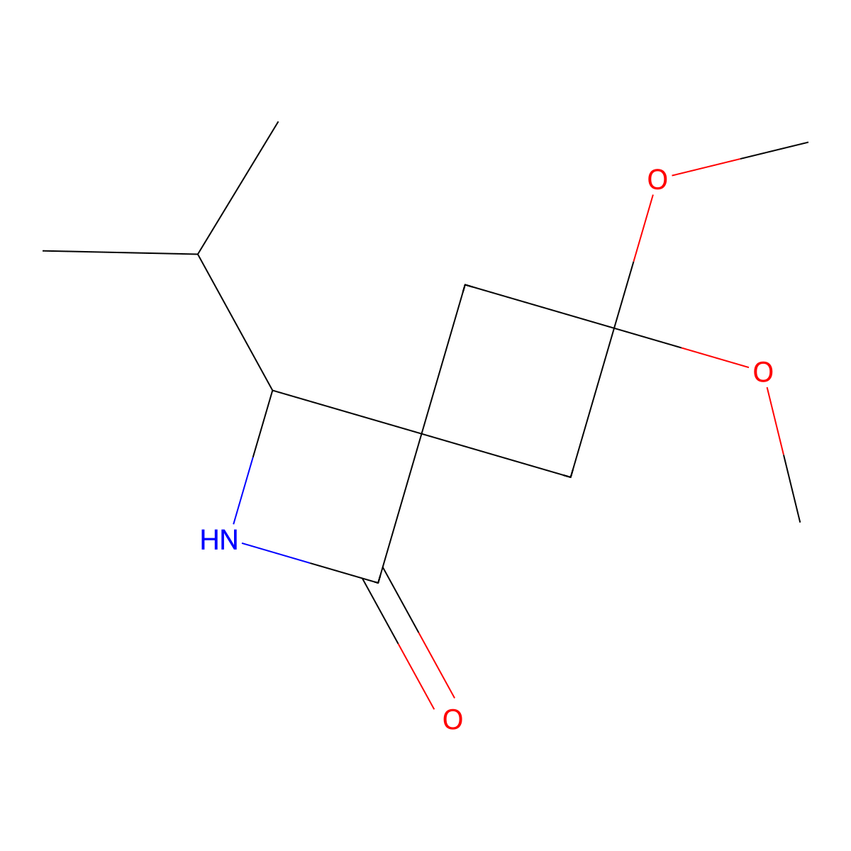 6,6-Dimethoxy-3-(propan-2-yl)-2-azaspiro[3.3]heptan-1-one molecular structure, CAS 1955541-44-2