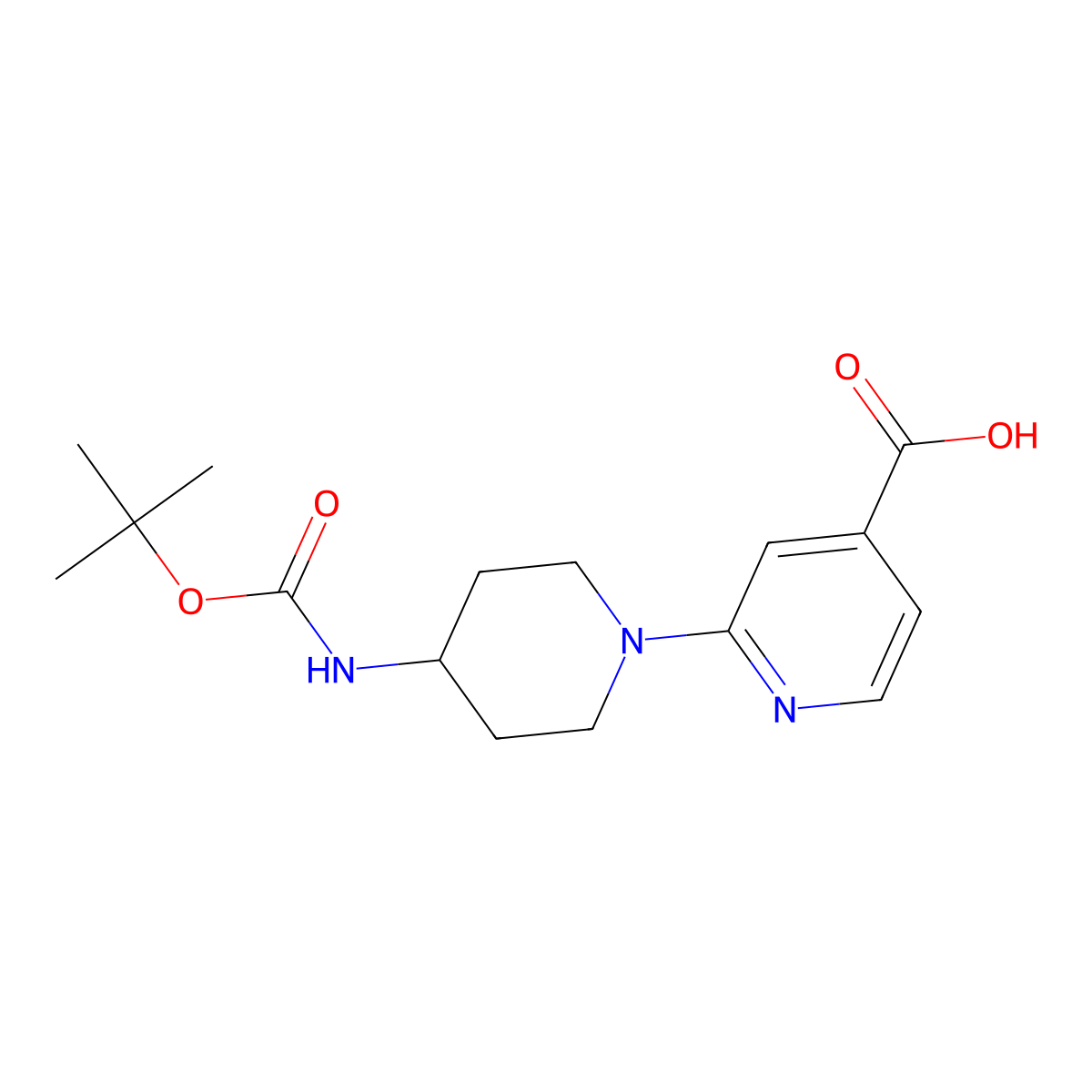 2-(4-(((Tert-butoxy)carbonyl)amino)piperidin-1-yl)pyridine-4-carboxylic acid molecular structure, CAS 1955541-47-5