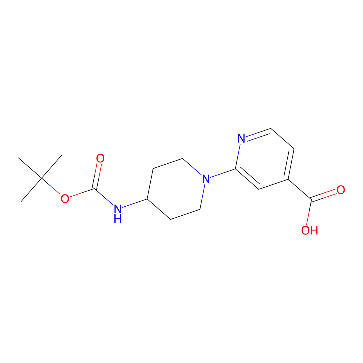 2-(4-(((Tert-butoxy)carbonyl)amino)piperidin-1-yl)pyridine-4-carboxylic acid molecular structure, CAS 1955541-47-5