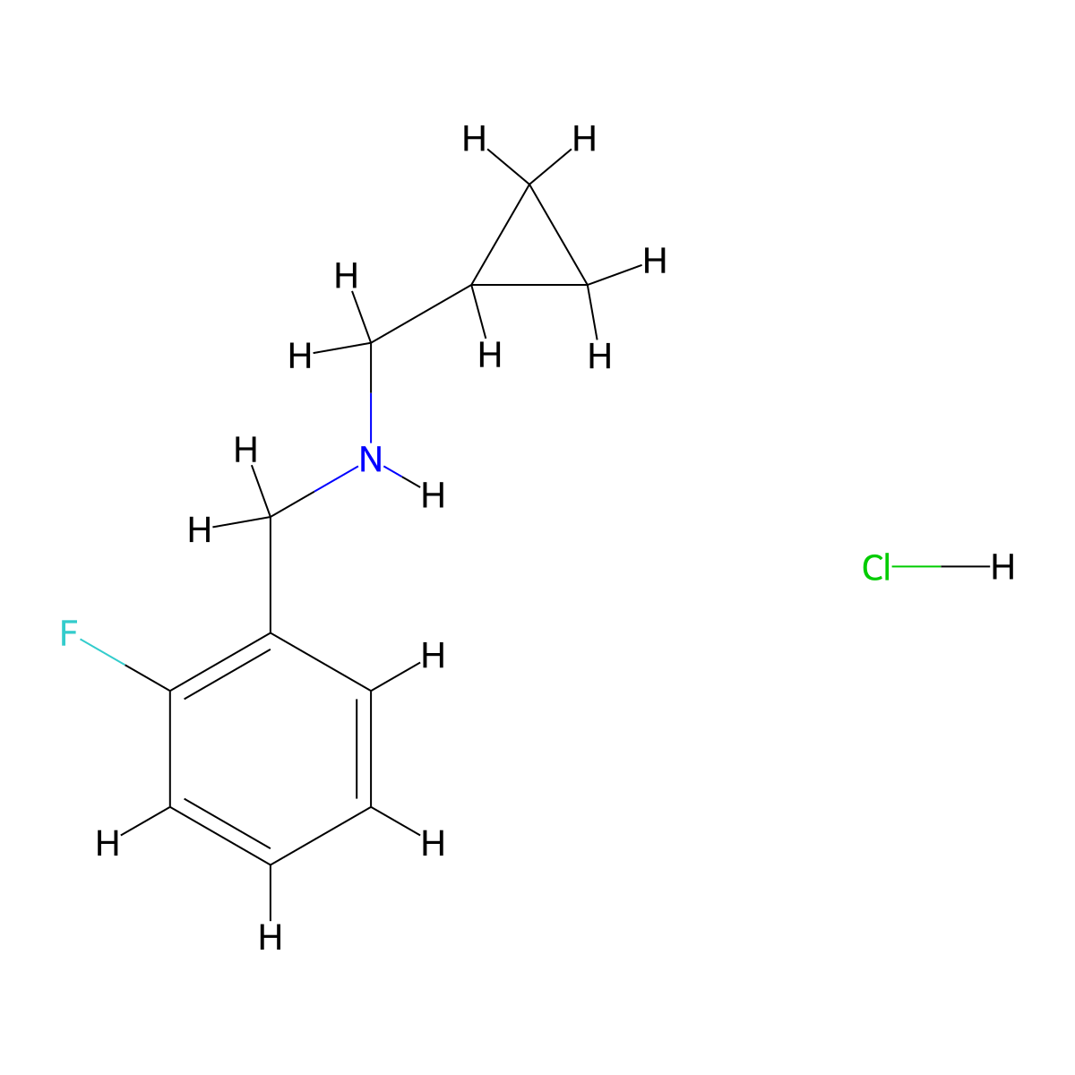 (Cyclopropylmethyl)[(2-fluorophenyl)methyl]amine hydrochloride molecular structure, CAS 1955541-71-5