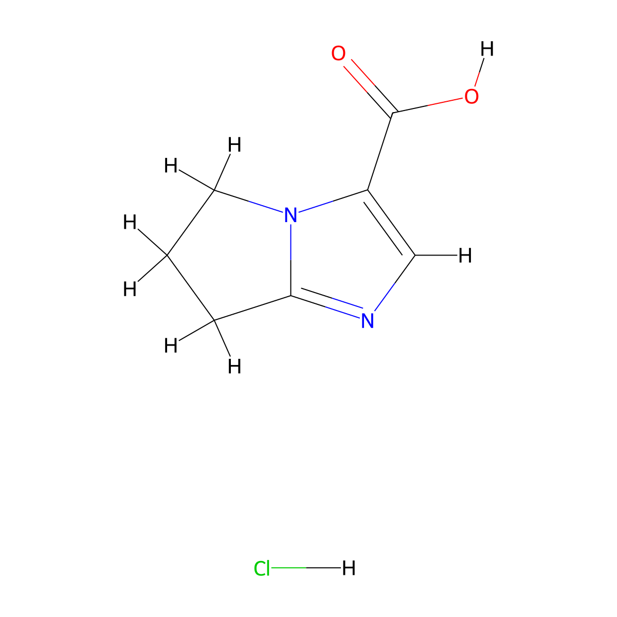 5H,6H,7H-pyrrolo[1,2-a]imidazole-3-carboxylic acid hydrochloride molecular structure, CAS 1955541-74-8