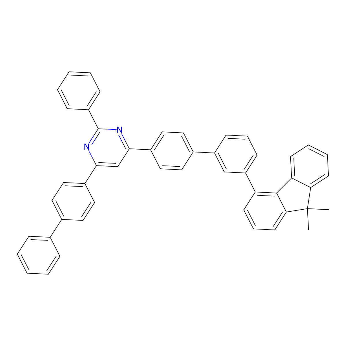 4-([1,1'-Biphenyl]-4-yl)-6-(3'-(9,9-dimethyl-9H-fluoren-4-yl)-[1,1'-biphenyl]-4-yl)-2-phenylpyrimidine molecular structure, CAS 1955546-40-3