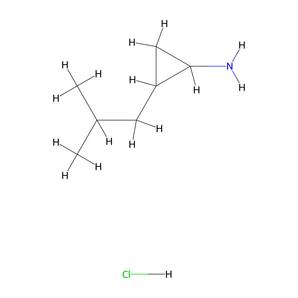 2-(2-Methylpropyl)cyclopropan-1-amine hydrochloride molecular structure, CAS 1955547-04-2