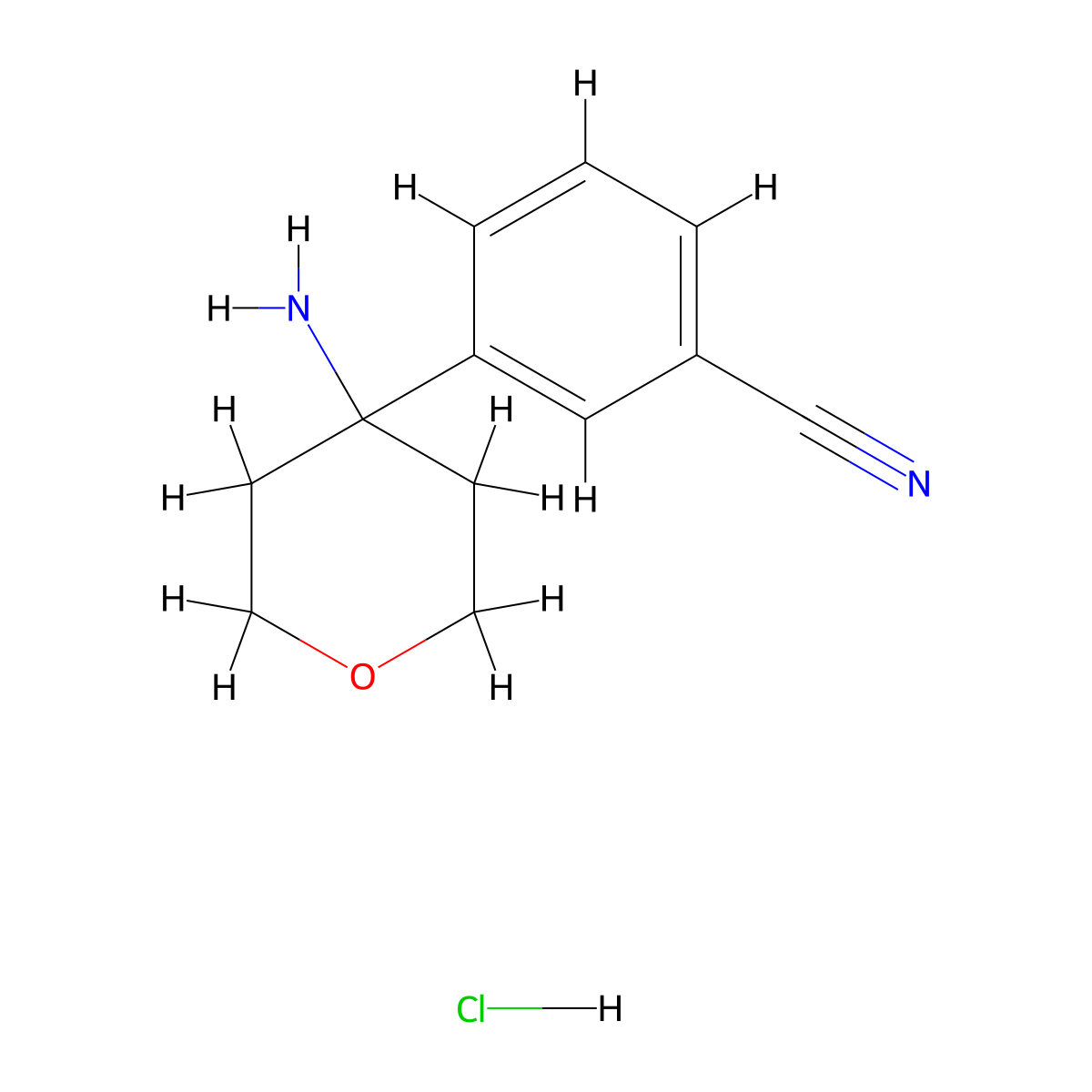 3-(4-Aminooxan-4-yl)benzonitrile hydrochloride molecular structure, CAS 1955547-10-0