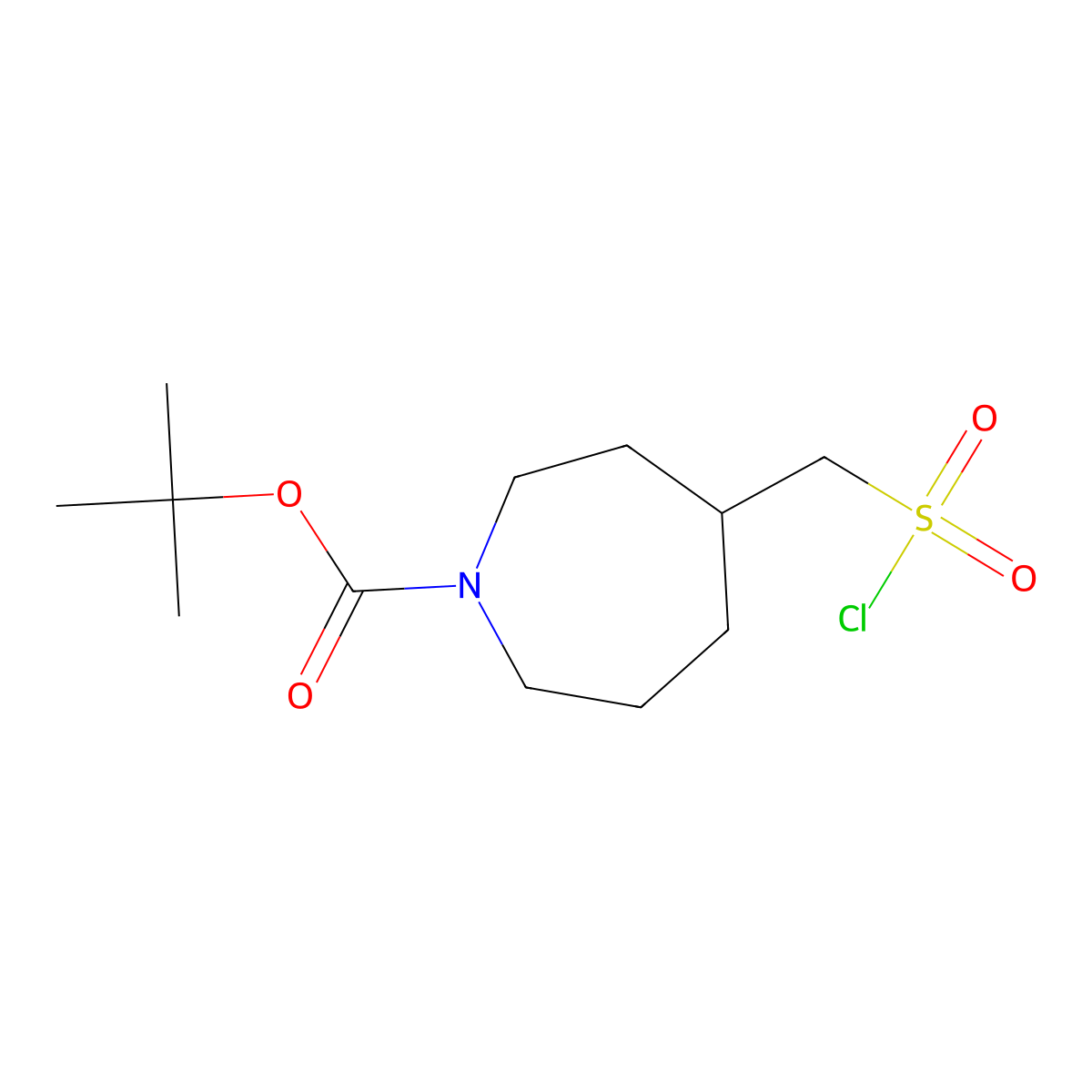 Tert-butyl 4-((chlorosulfonyl)methyl)azepane-1-carboxylate molecular structure, CAS 1955547-38-2