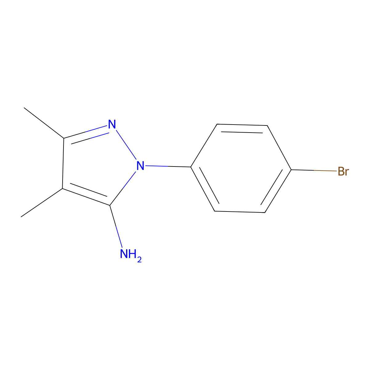 2-(4-bromophenyl)-4,5-dimethyl-2,3-dihydro-1H-pyrazol-3-imine molecular structure, CAS 1955547-51-9
