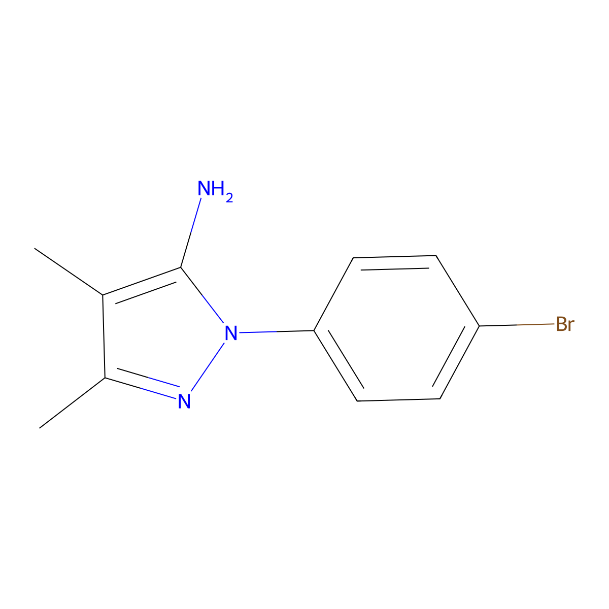 2-(4-bromophenyl)-4,5-dimethyl-2,3-dihydro-1H-pyrazol-3-imine molecular structure, CAS 1955547-51-9