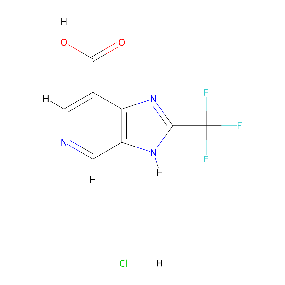 2-(trifluoromethyl)-1H-imidazo(4,5-c)pyridine-7-carboxylic acid hydrochloride molecular structure, CAS 1955547-52-0