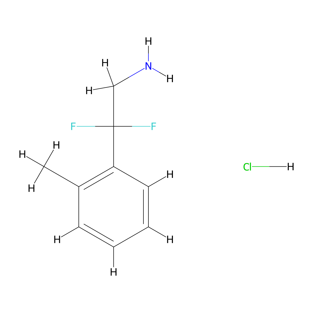 2,2-Difluoro-2-(2-methylphenyl)ethan-1-amine hydrochloride molecular structure, CAS 1955547-60-0