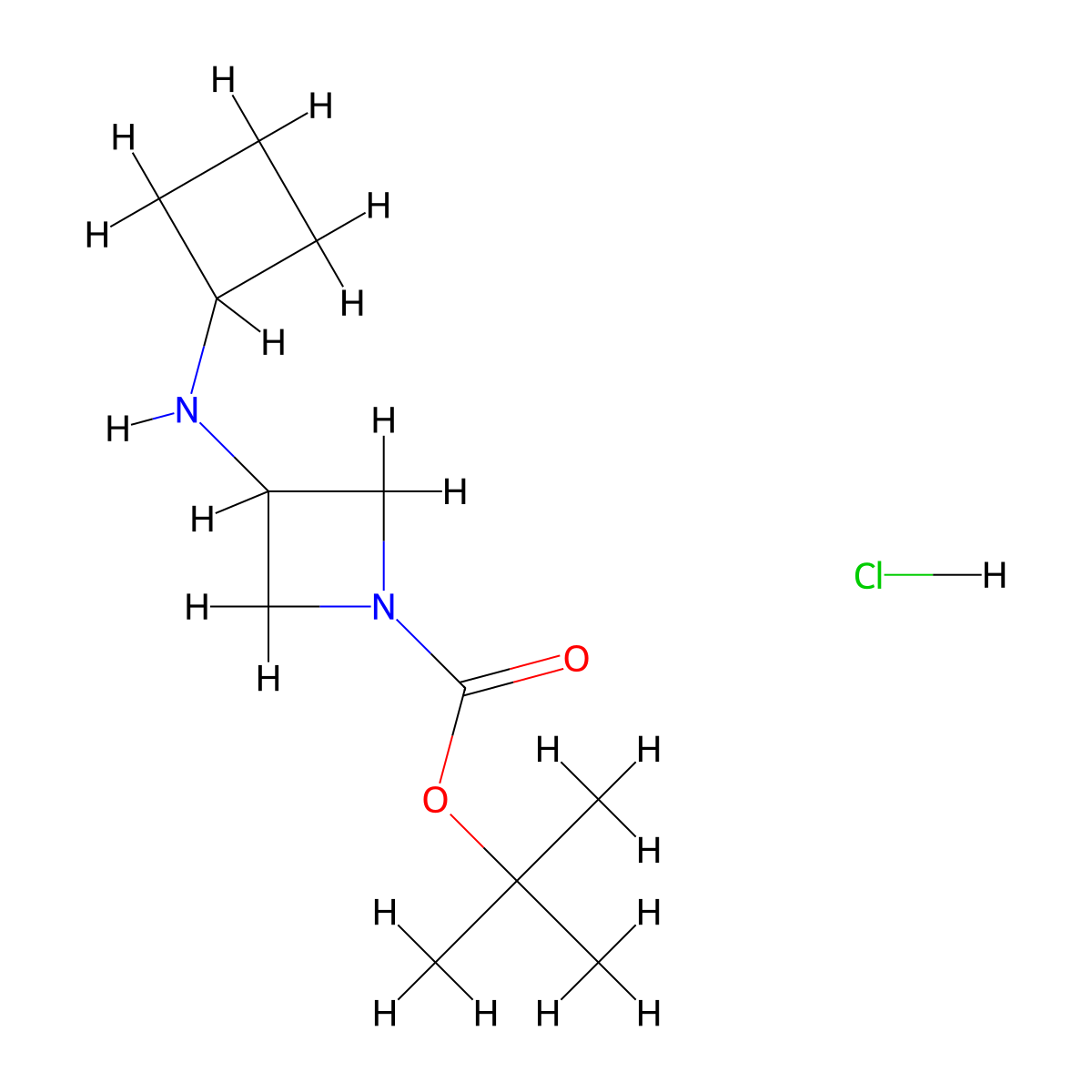Tert-butyl 3-(cyclobutylamino)azetidine-1-carboxylate hydrochloride molecular structure, CAS 1955547-69-9