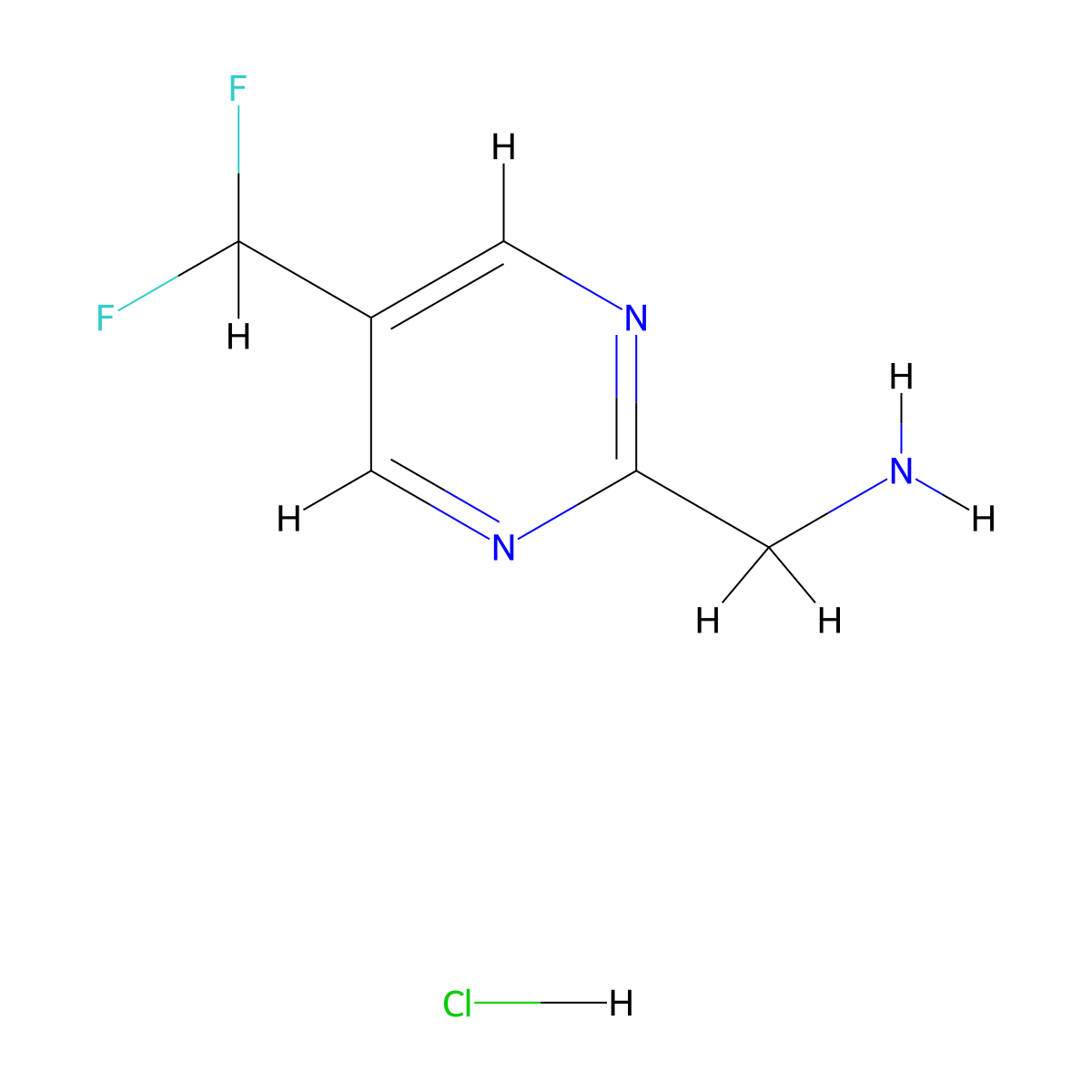 [5-(Difluoromethyl)pyrimidin-2-yl]methanamine hydrochloride molecular structure, CAS 1955547-76-8