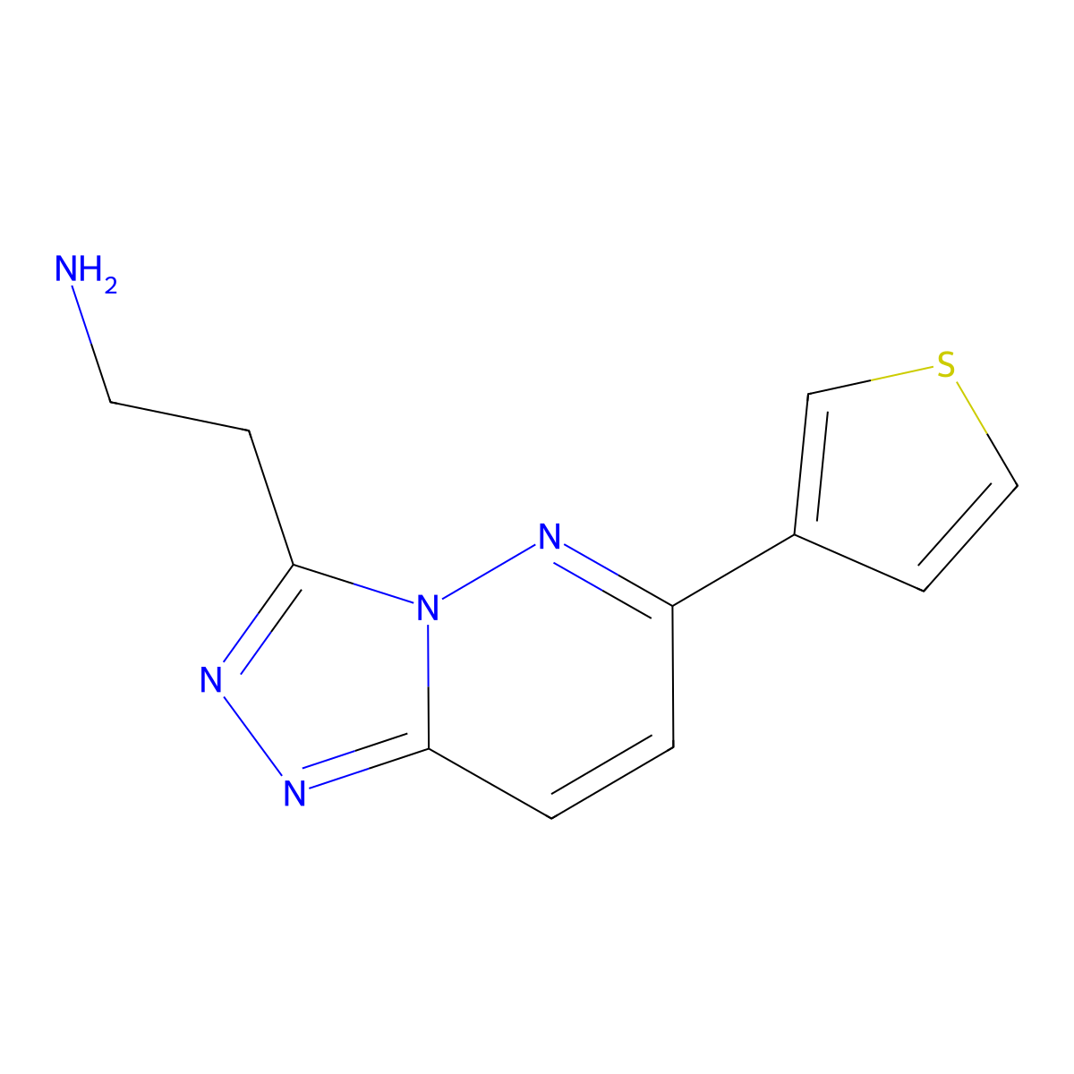 2-(6-(Thiophen-3-yl)-[1,2,4]triazolo[4,3-b]pyridazin-3-yl)ethan-1-amine molecular structure, CAS 1955547-97-3