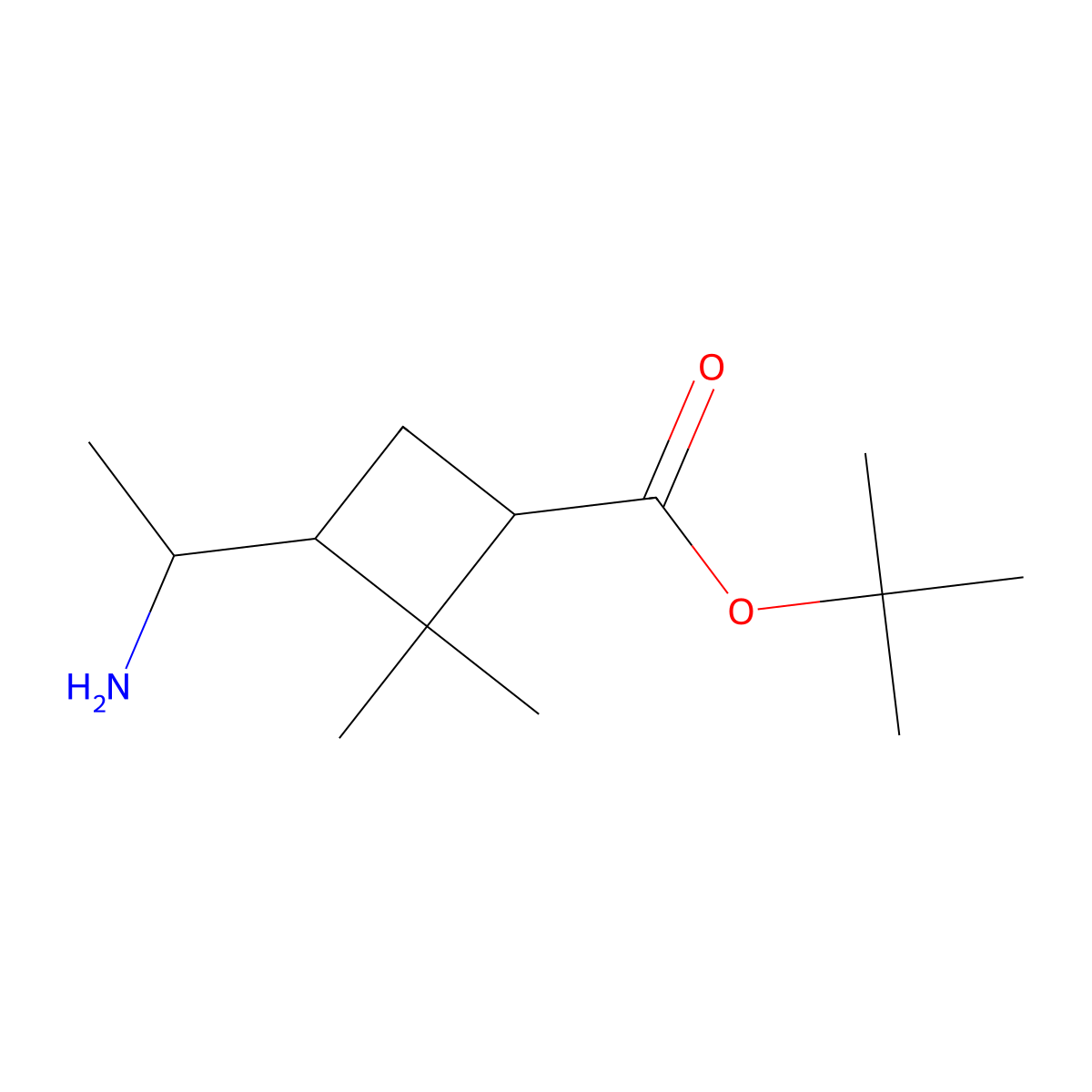 Tert-butyl 3-(1-aminoethyl)-2,2-dimethylcyclobutane-1-carboxylate molecular structure, CAS 1955548-00-1