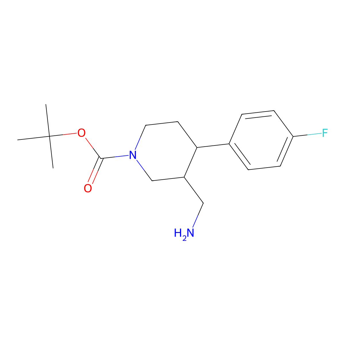 rac-tert-butyl (3R,4S)-3-(aminomethyl)-4-(4-fluorophenyl)piperidine-1-carboxylate molecular structure, CAS 1955548-13-6