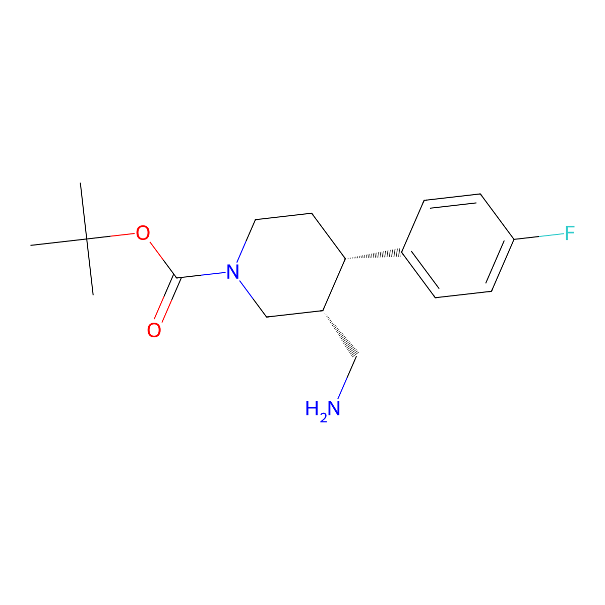 rac-tert-butyl (3R,4S)-3-(aminomethyl)-4-(4-fluorophenyl)piperidine-1-carboxylate molecular structure, CAS 1955548-13-6