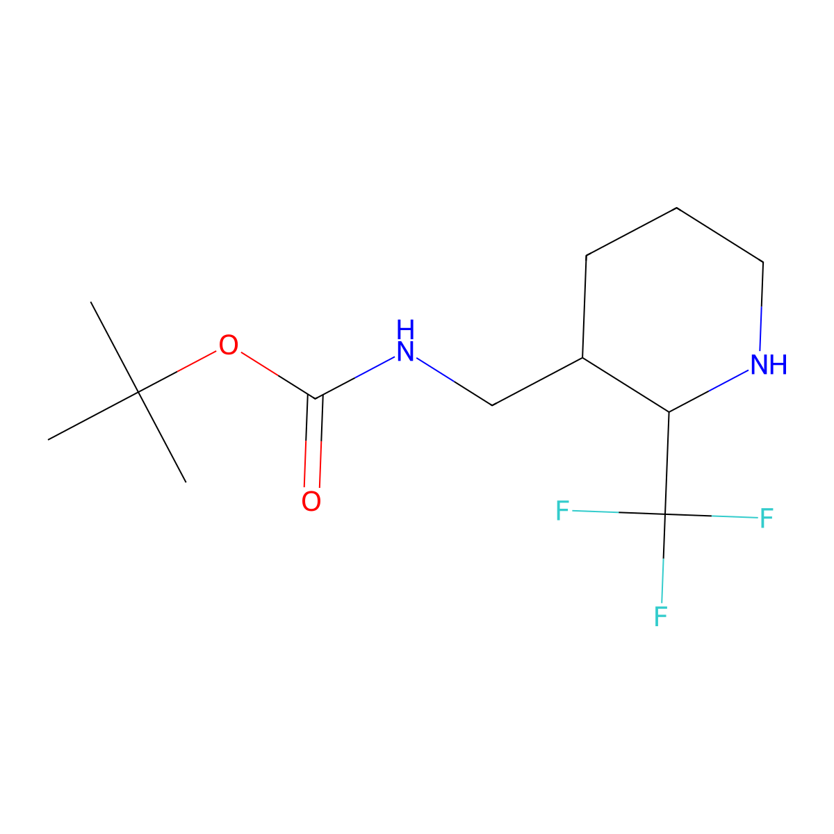 tert-butyl N-{[2-(trifluoromethyl)piperidin-3-yl]methyl}carbamate molecular structure, CAS 1955548-21-6
