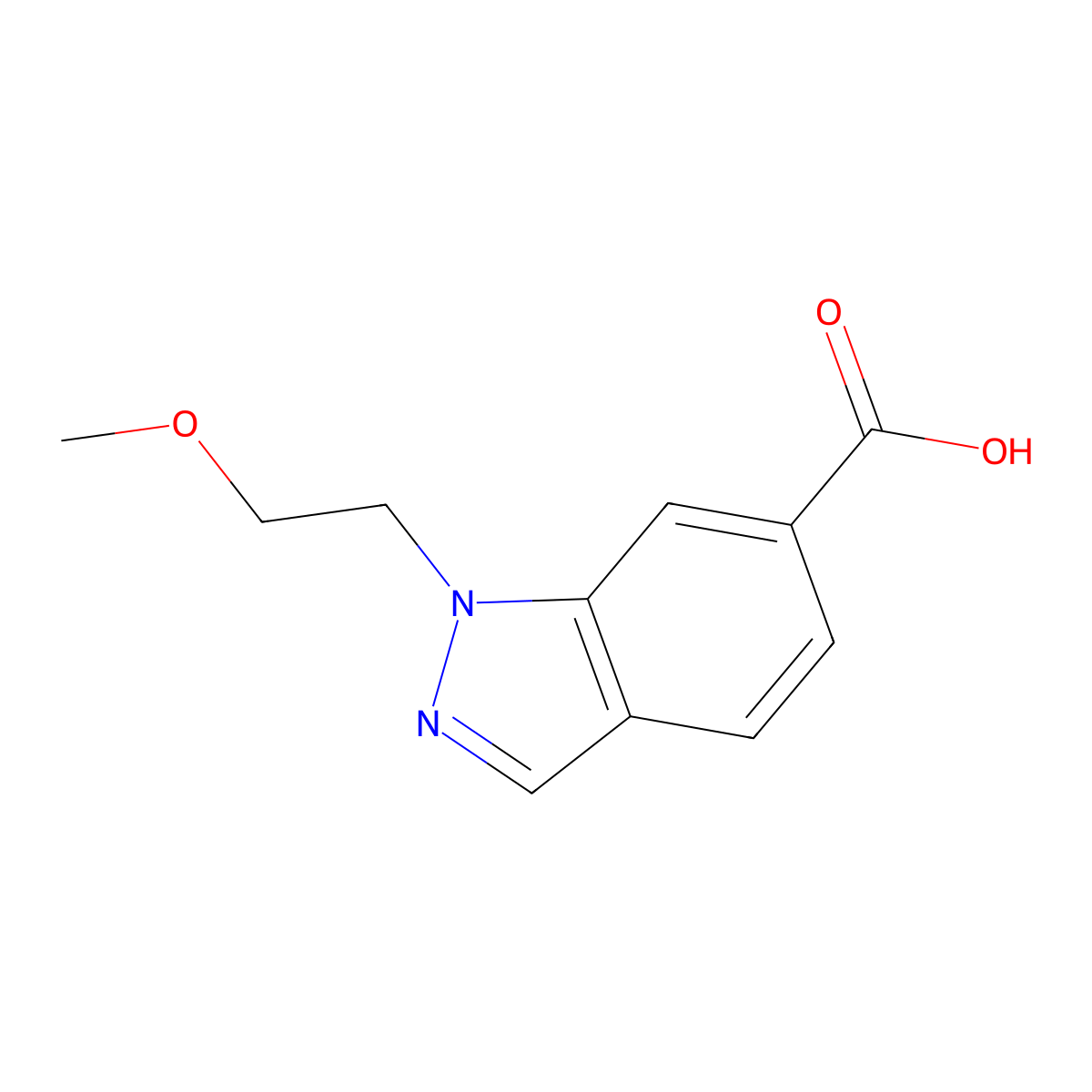 1-(2-methoxyethyl)-1H-indazole-6-carboxylic acid molecular structure, CAS 1955548-23-8