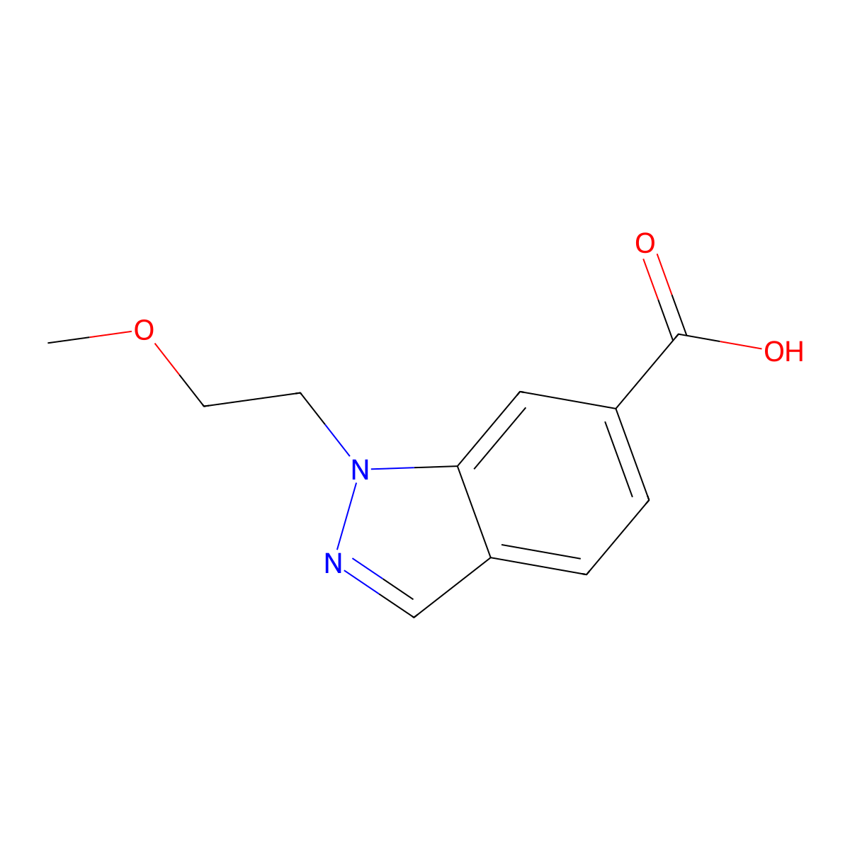 1-(2-methoxyethyl)-1H-indazole-6-carboxylic acid molecular structure, CAS 1955548-23-8