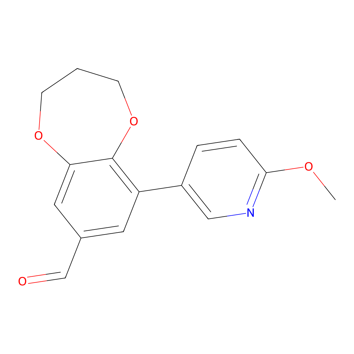 9-(6-methoxypyridin-3-yl)-3,4-dihydro-2H-1,5-benzodioxepine-7-carbaldehyde molecular structure, CAS 1955548-26-1