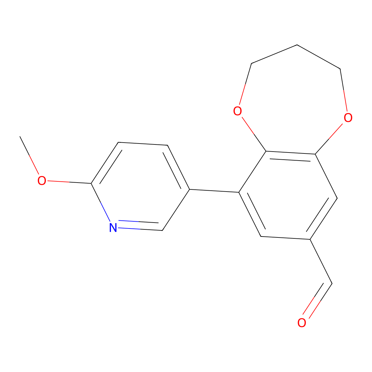 9-(6-methoxypyridin-3-yl)-3,4-dihydro-2H-1,5-benzodioxepine-7-carbaldehyde molecular structure, CAS 1955548-26-1