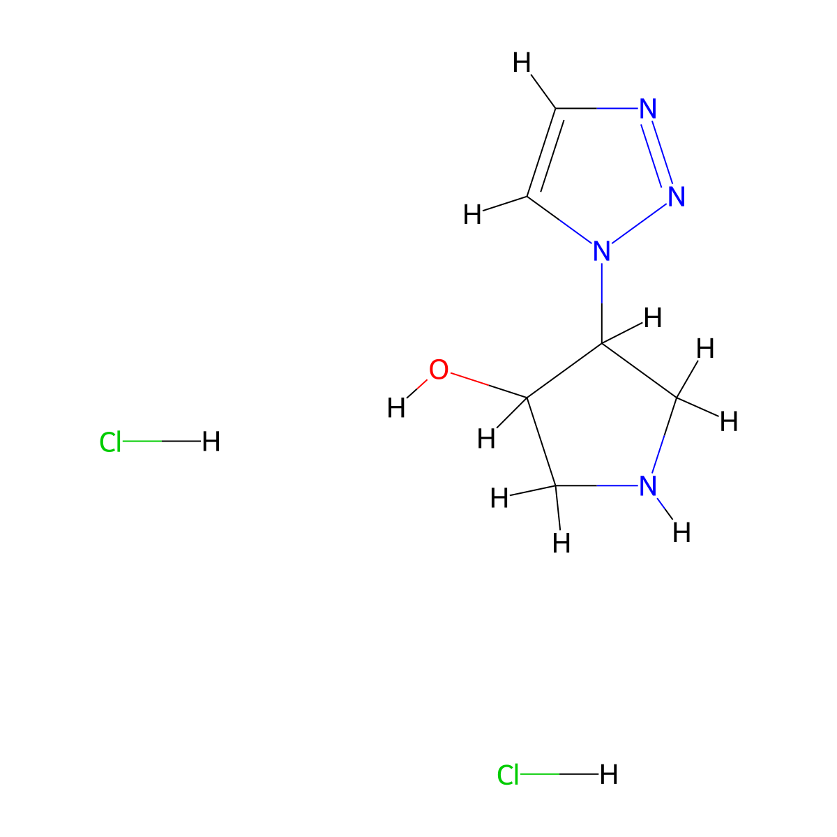 4-(1H-1,2,3-triazol-1-yl)pyrrolidin-3-ol dihydrochloride molecular structure, CAS 1955548-31-8
