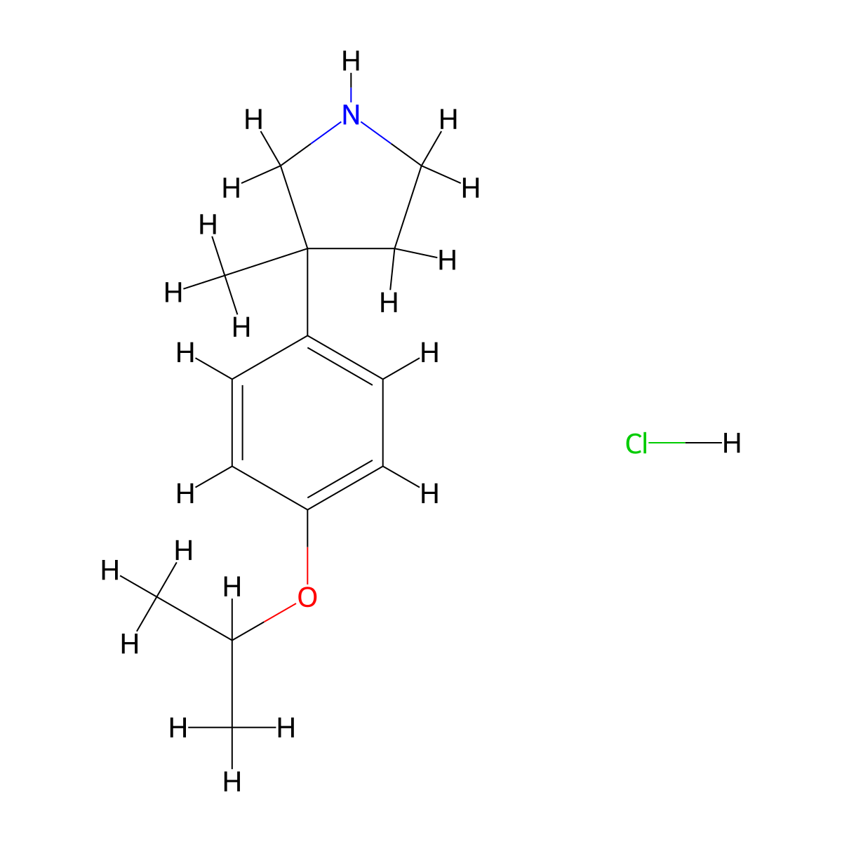 3-Methyl-3-[4-(propan-2-yloxy)phenyl]pyrrolidine hydrochloride molecular structure, CAS 1955548-35-2