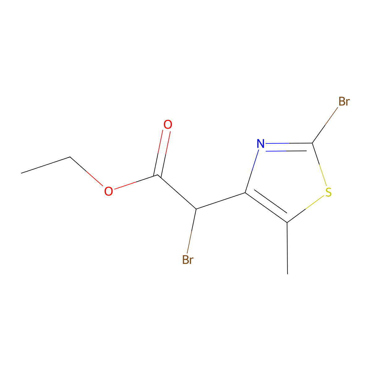 Ethyl 2-bromo-2-(2-bromo-5-methyl-1,3-thiazol-4-yl)acetate molecular structure, CAS 1955548-41-0