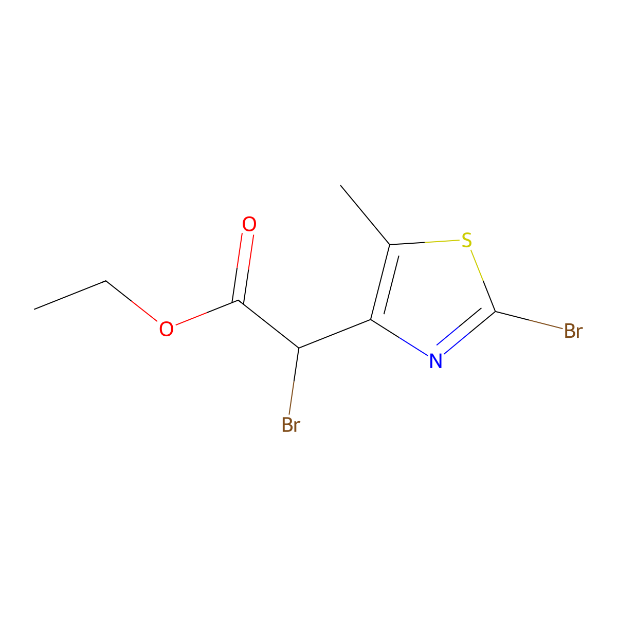 Ethyl 2-bromo-2-(2-bromo-5-methyl-1,3-thiazol-4-yl)acetate molecular structure, CAS 1955548-41-0