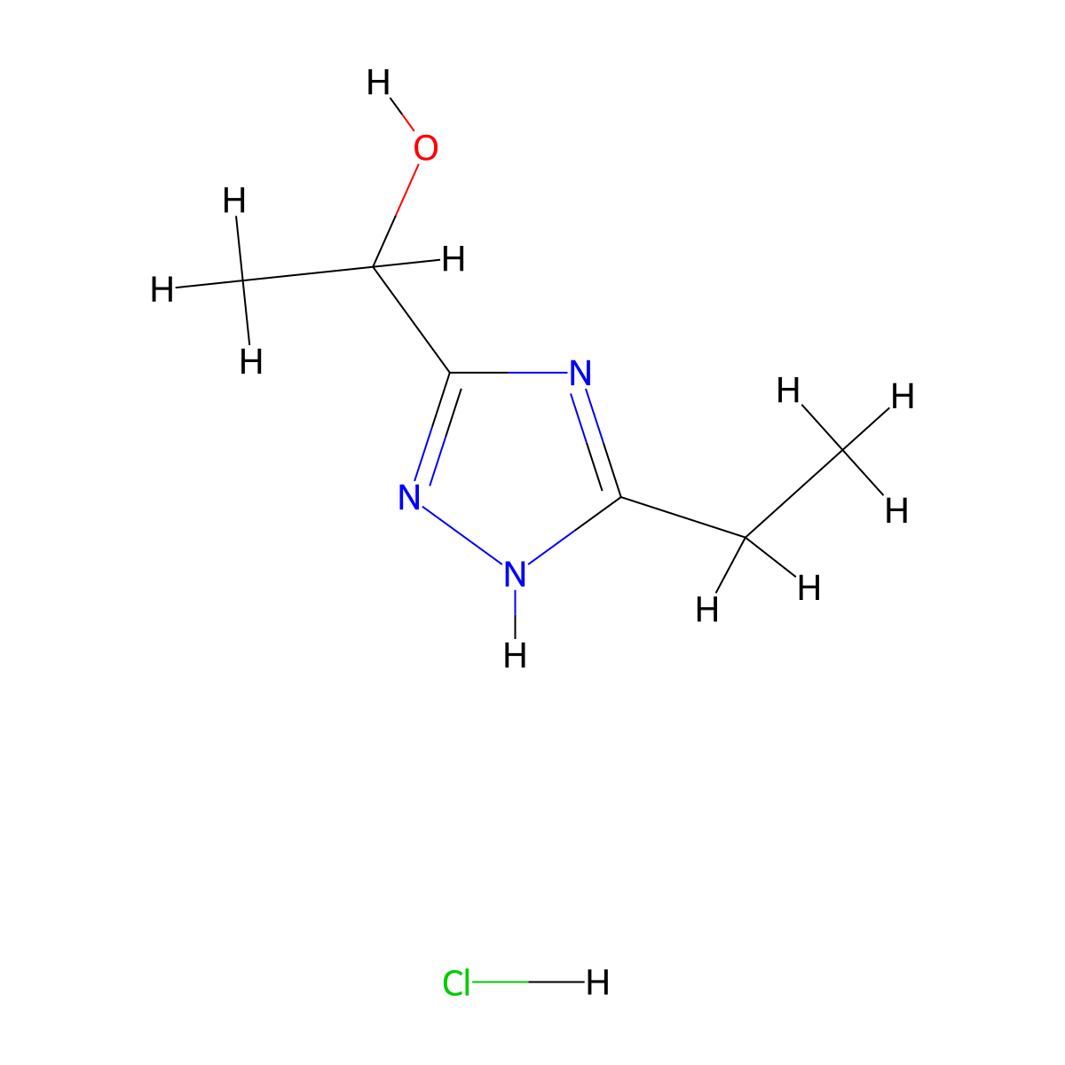 1-(5-ethyl-1H-1,2,4-triazol-3-yl)ethan-1-ol hydrochloride molecular structure, CAS 1955548-47-6