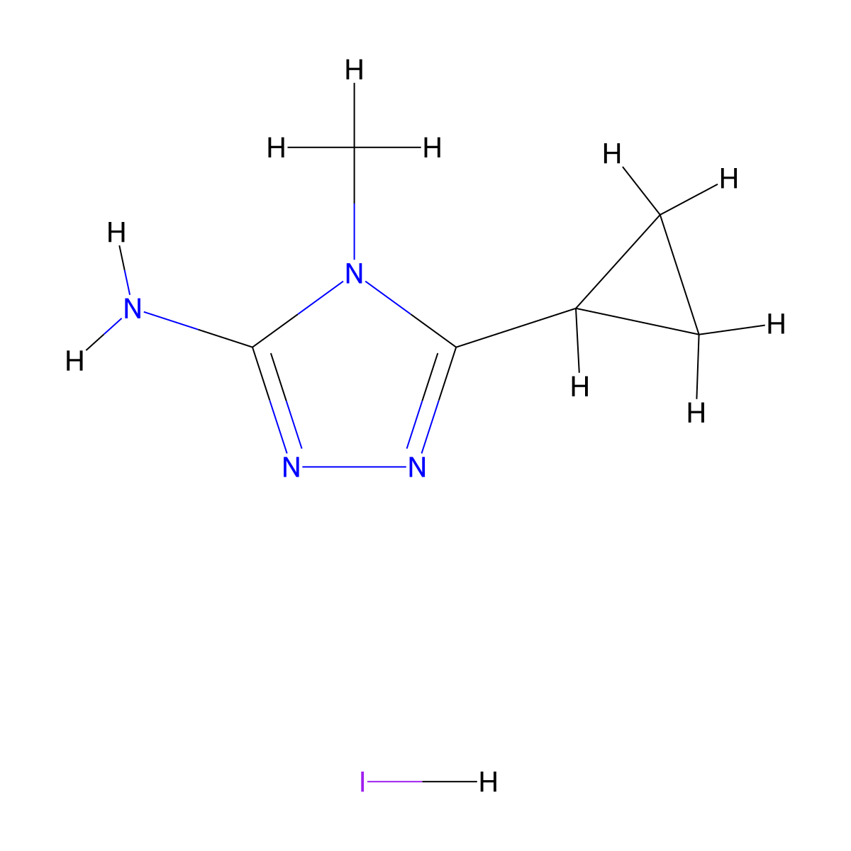 5-cyclopropyl-4-methyl-4H-1,2,4-triazol-3-amine hydroiodide molecular structure, CAS 1955548-50-1
