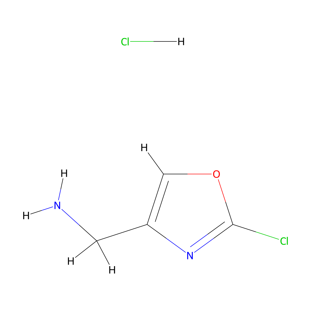 (2-Chloro-1,3-oxazol-4-yl)methanamine hydrochloride molecular structure, CAS 1955548-54-5