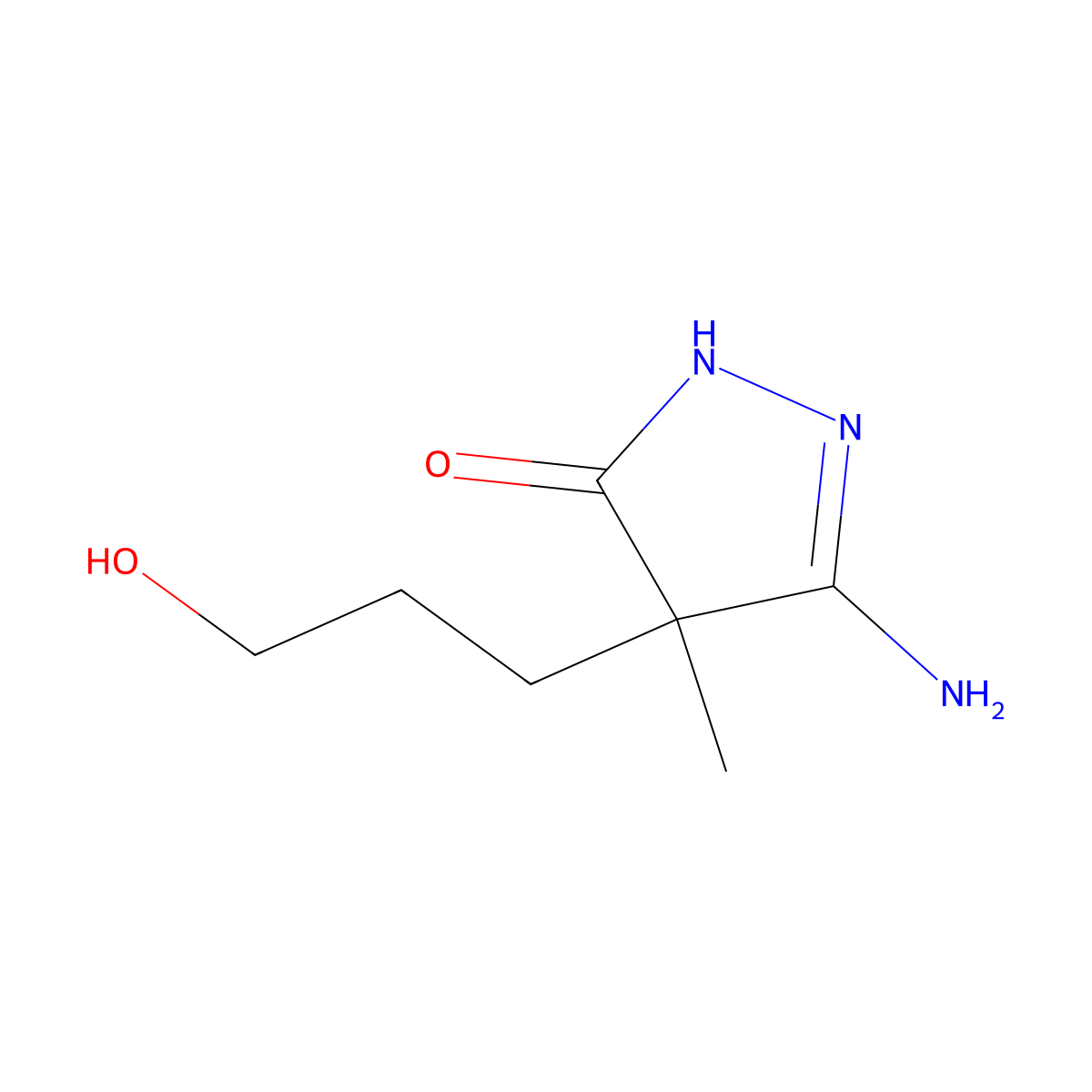 3-amino-4-(3-hydroxypropyl)-4-methyl-4,5-dihydro-1H-pyrazol-5-one molecular structure, CAS 1955548-57-8